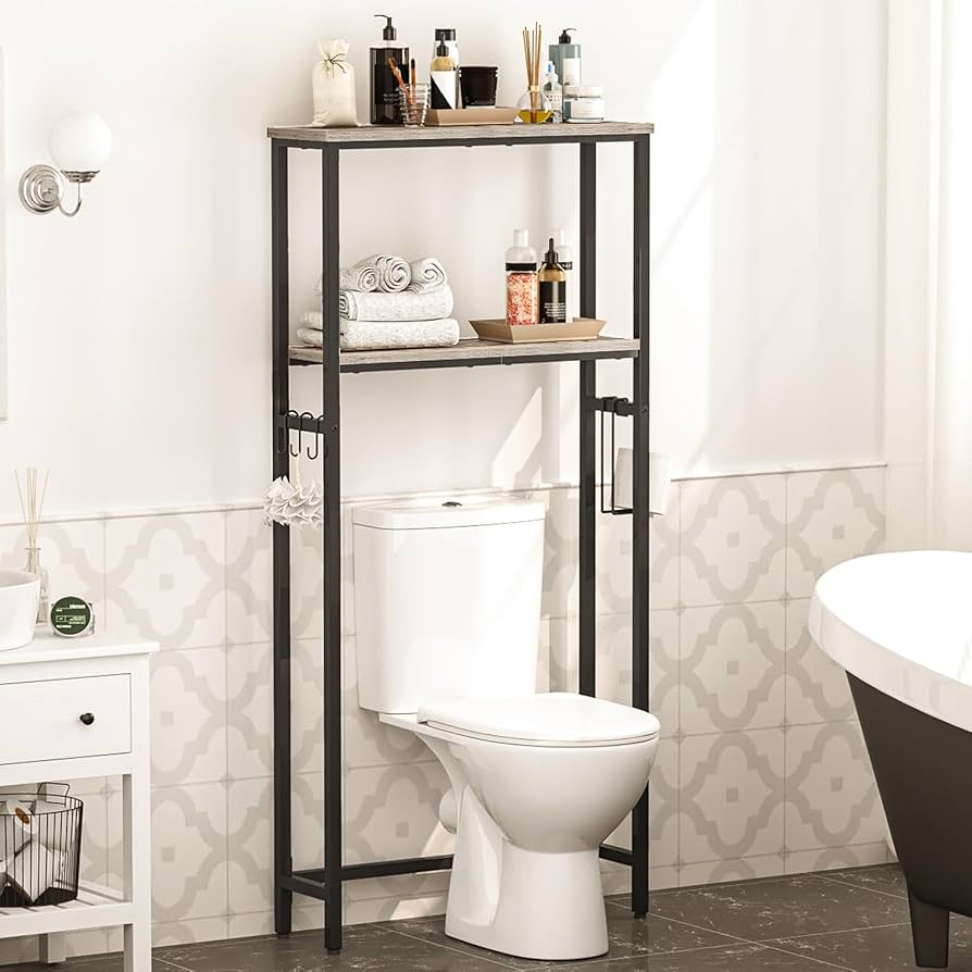 Amazon.com: HOOBRO Over-The-Toilet Storage, 2-Tier Bathroom