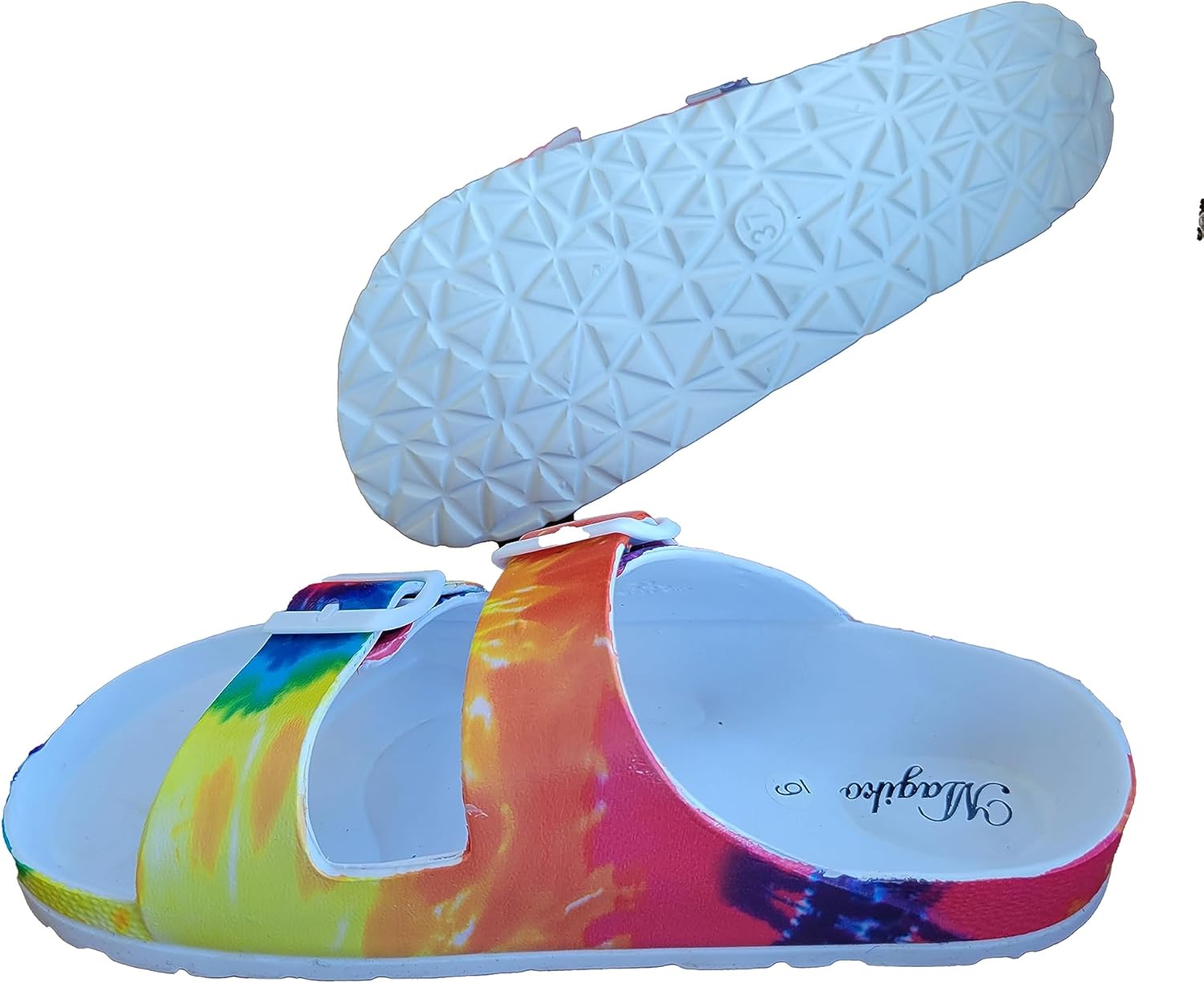 Slides Sandals Adjustable Double Buckle Strap EVA Sandals Flat, All Season Comfortable Light Weight Slides, Indoor and Outdoor Flip-Flops Anti-Slip Sole Waterproof Sandals - Image 6