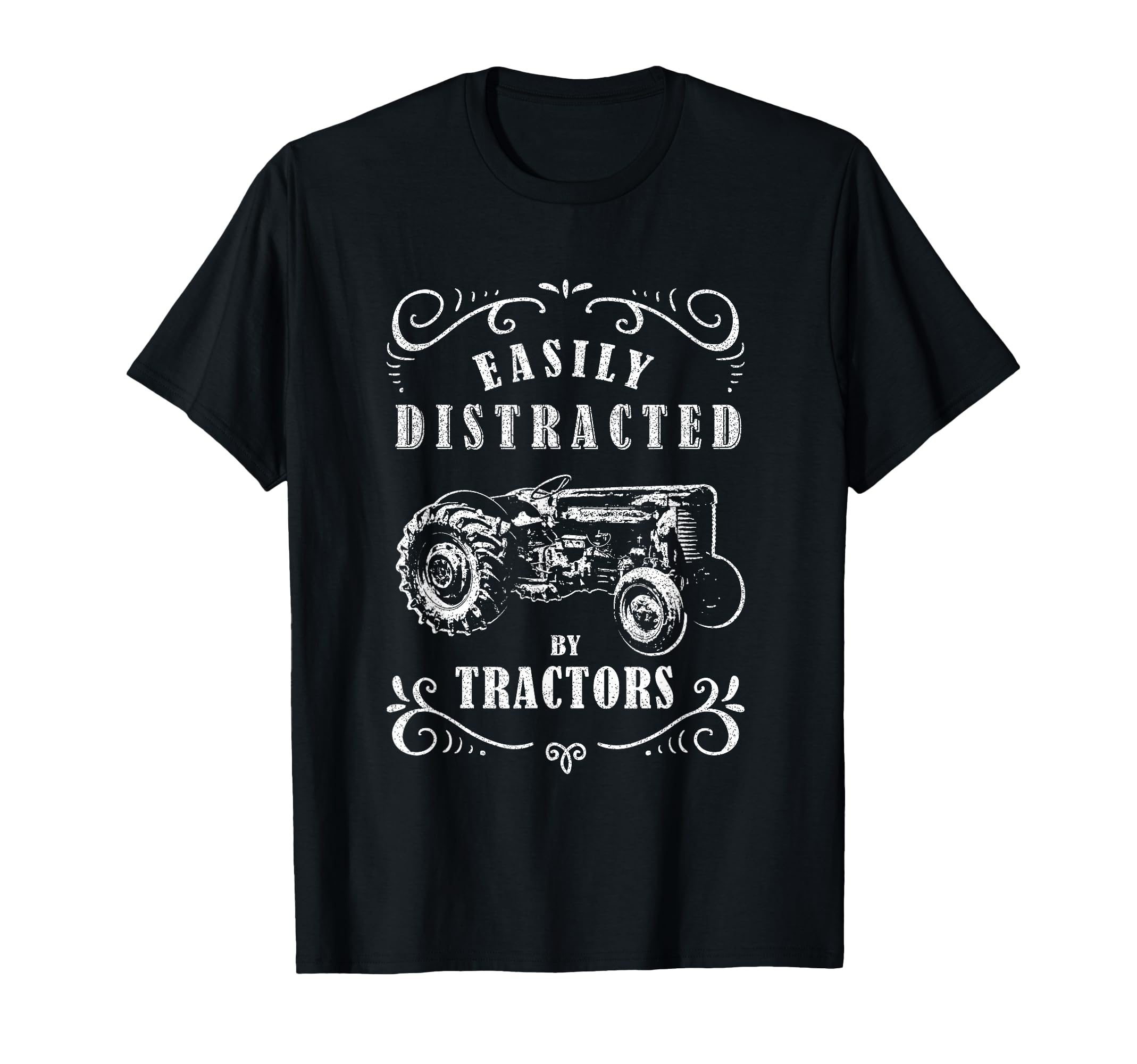 Vintage Funny Graphic Easily Distracted by Tractors T-Shirt