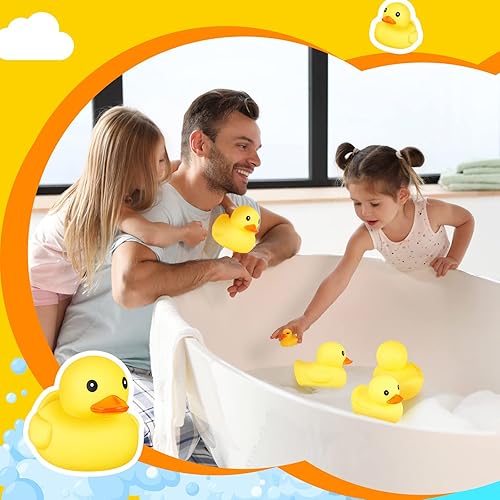 Miniatura 5 de Deekin 10 patos de goma amarillos grandes de 5 pulgadas a granel, juguete de baño de pato de goma chirriante para bañera flotante para decoración de