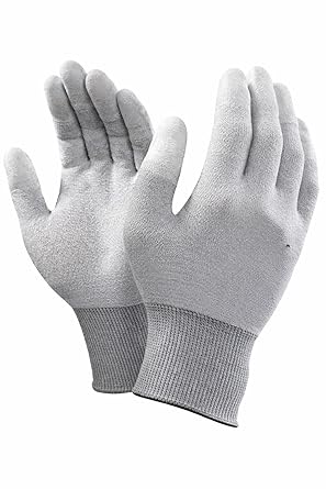 SCHOFIC Carbon Fiber ESD Anti-Static PU Fingertip Coated Top Fit Non-Slip Wearable Safety Working Gloves (Medium, 10)