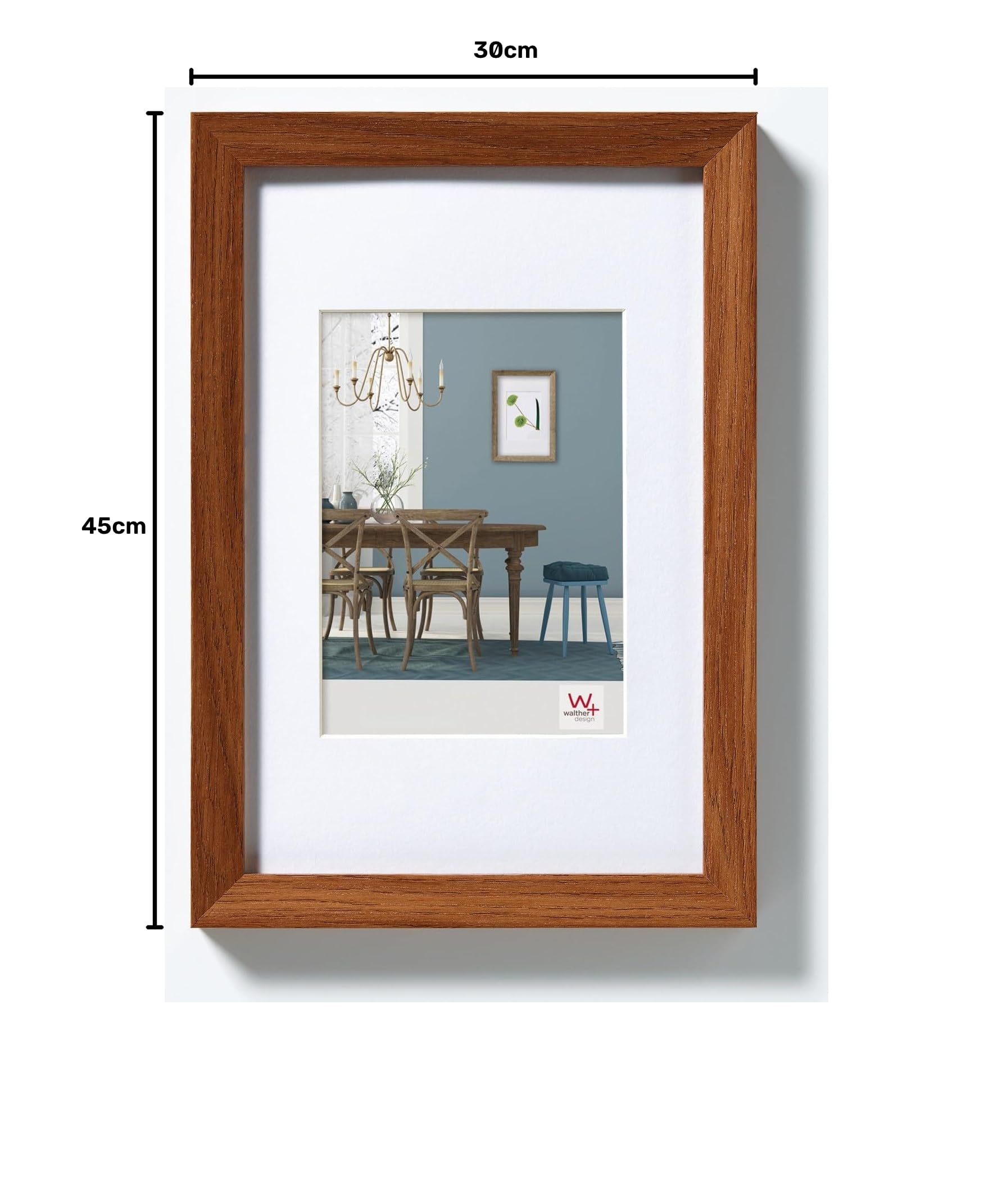 walther design Bilderrahmen eiche dunkel 30 x 45 cm mit Passepartout, Fiorito Holzrahmen EF045P – Ansicht 6