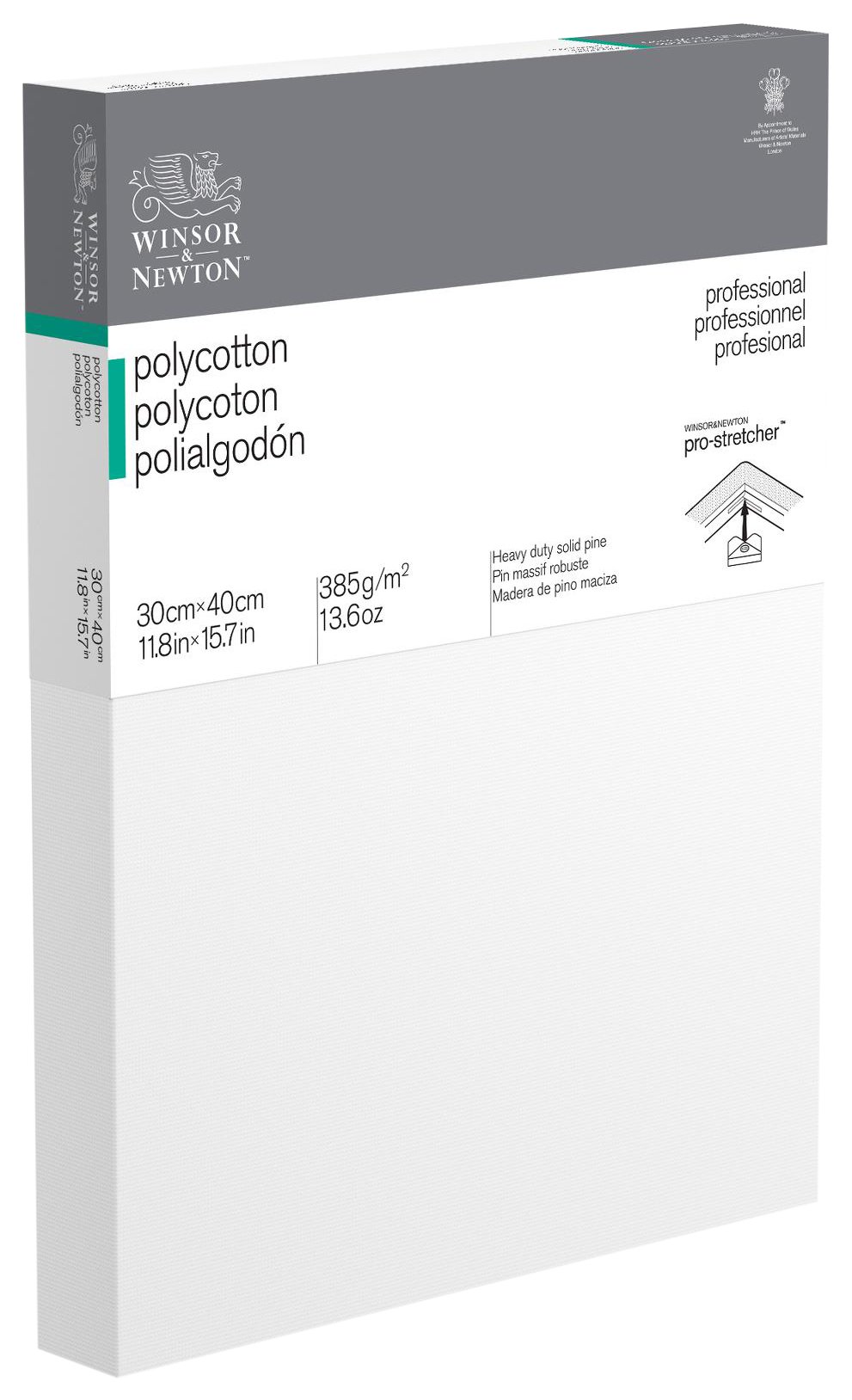 Winsor & Newton 6206052 Professional Keilrahmen Deep Edge aus Baumwollmischgewebe, 385 g/m², 3-fach grundiert, mittlere Körnung, ideal für die Ölfarben und Acrylfarben - 30x40cm