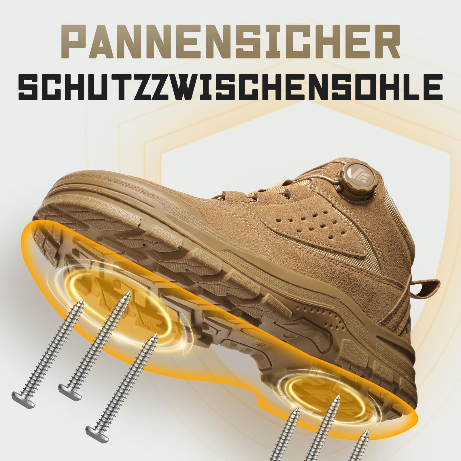 Furuian Arbeitsschuhe Herren Sicherheitsschuhe Herren Arbeitsschuhe Damen | Leicht Stahlkappenschuhe mit Drehverschluss, Hoch und Rutschfest, Sportlich Design, Pannensicher, für Fabrik, Lager, Garten