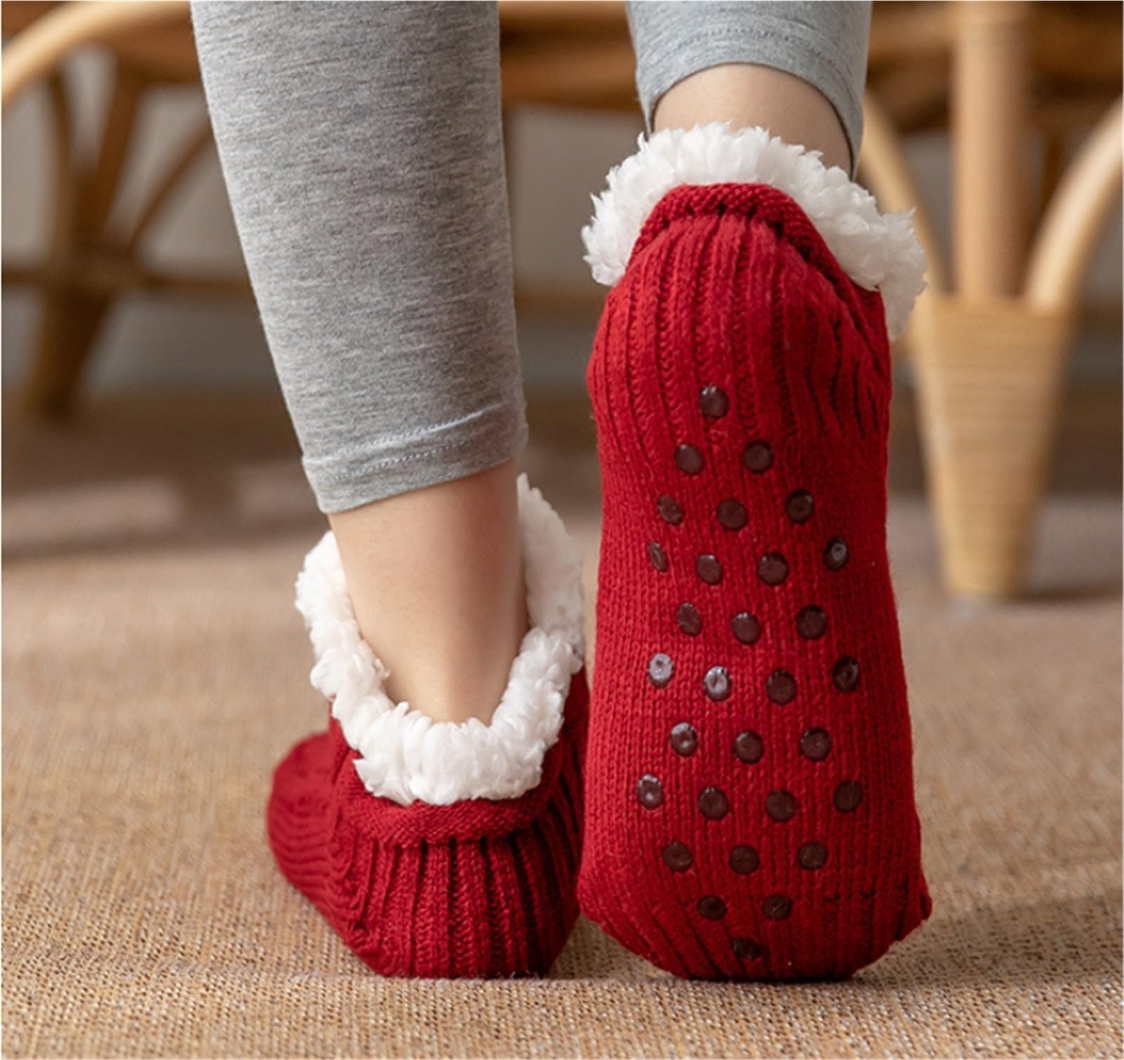 Skarpetki Oddychające 2 Pary Zimowych, Ciepłych, Puszystych Skarpetek W Pantofle, Miękkich I Wygodnych Z Antypoślizgowym Uchwytem Antypoślizgowe
