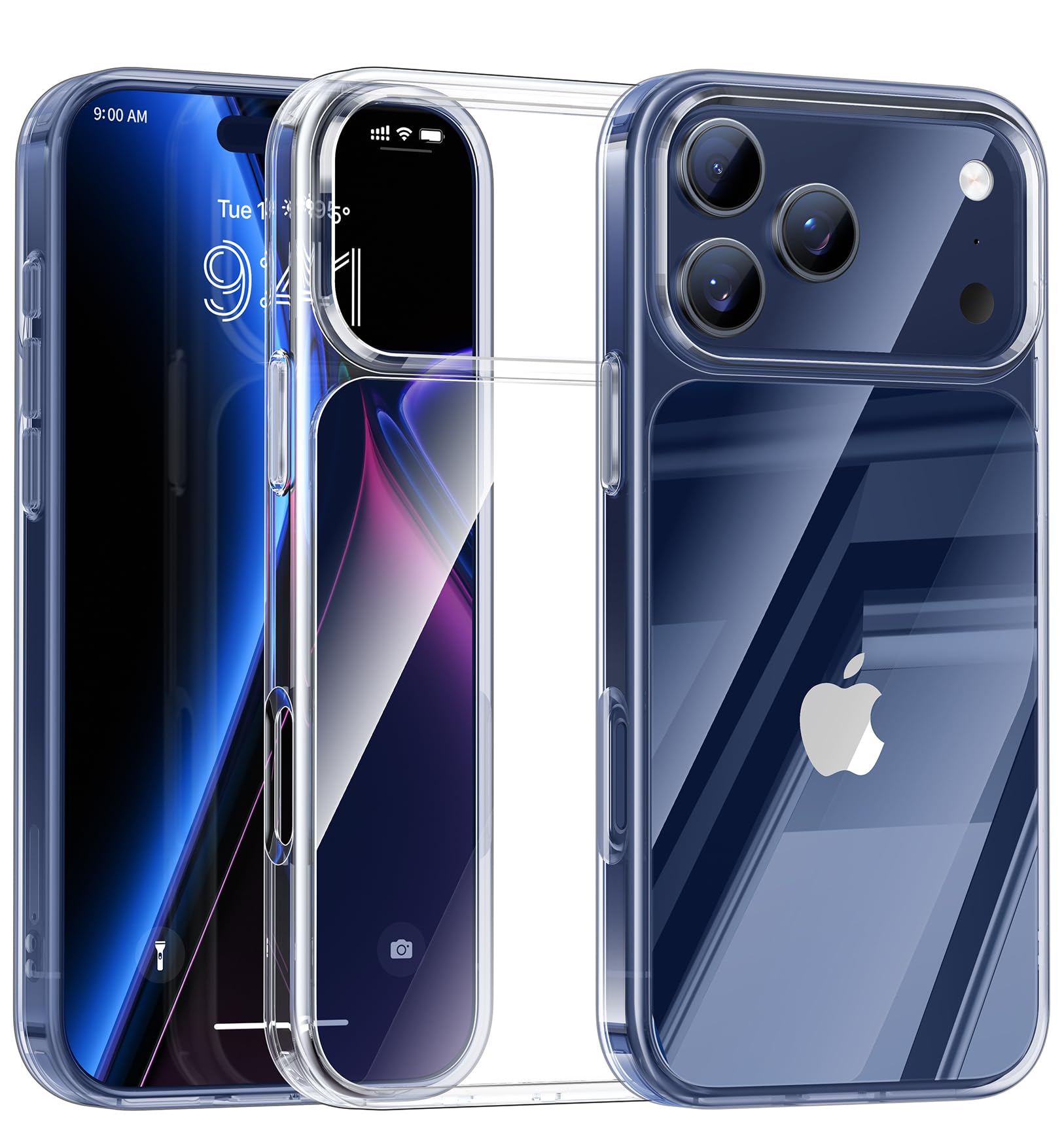 Maledan iphone 17 pro max ケース クリア 黄変防止 米軍MIL規格 超薄型 軽量 耐衝撃 指紋防止 傷防止 全面保護 滑り止め ストラップホール付き マグセーフ ワイヤレス充電対応 極々透明感 キラキラ PC背面 高耐久性 いphone17pro max ケース 透明 6.9インチ