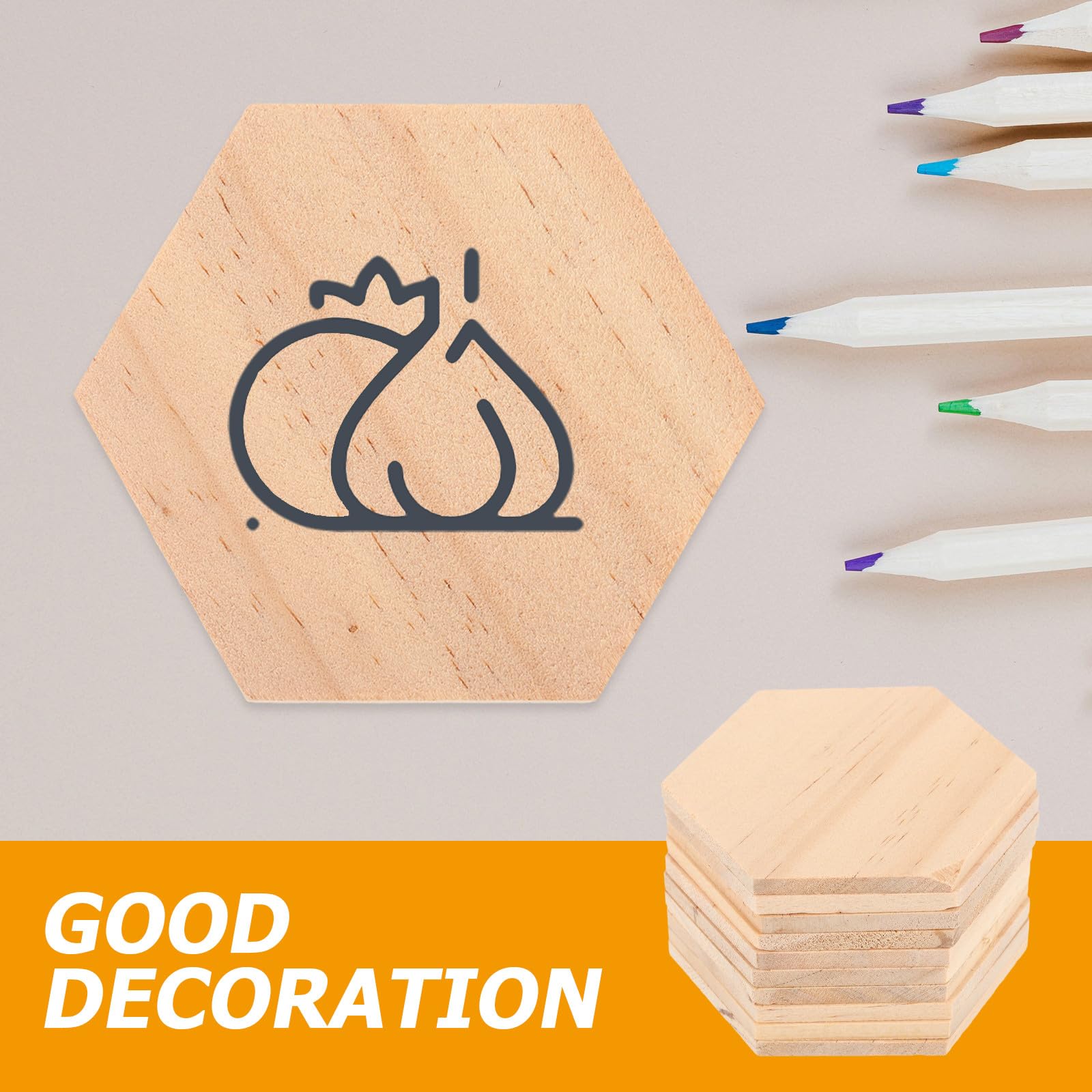 Sechseckige Holzscheiben 25 Stück Packung Unbehandelt Beige | Glatte Oberfläche, zum Beschriften oder Bemalen, 3, 54x3, 54x0, 20 Zoll, für Hochzeit und Weihnachtsdeko