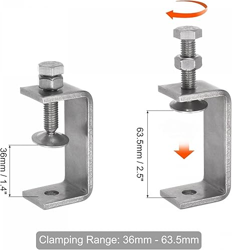 Miniatura 8 de uxcell Abrazadera en C de acero inoxidable con apertura de mandíbula de 5.512 in de ancho para carpintería Soldadura Edificio Montaje doméstico