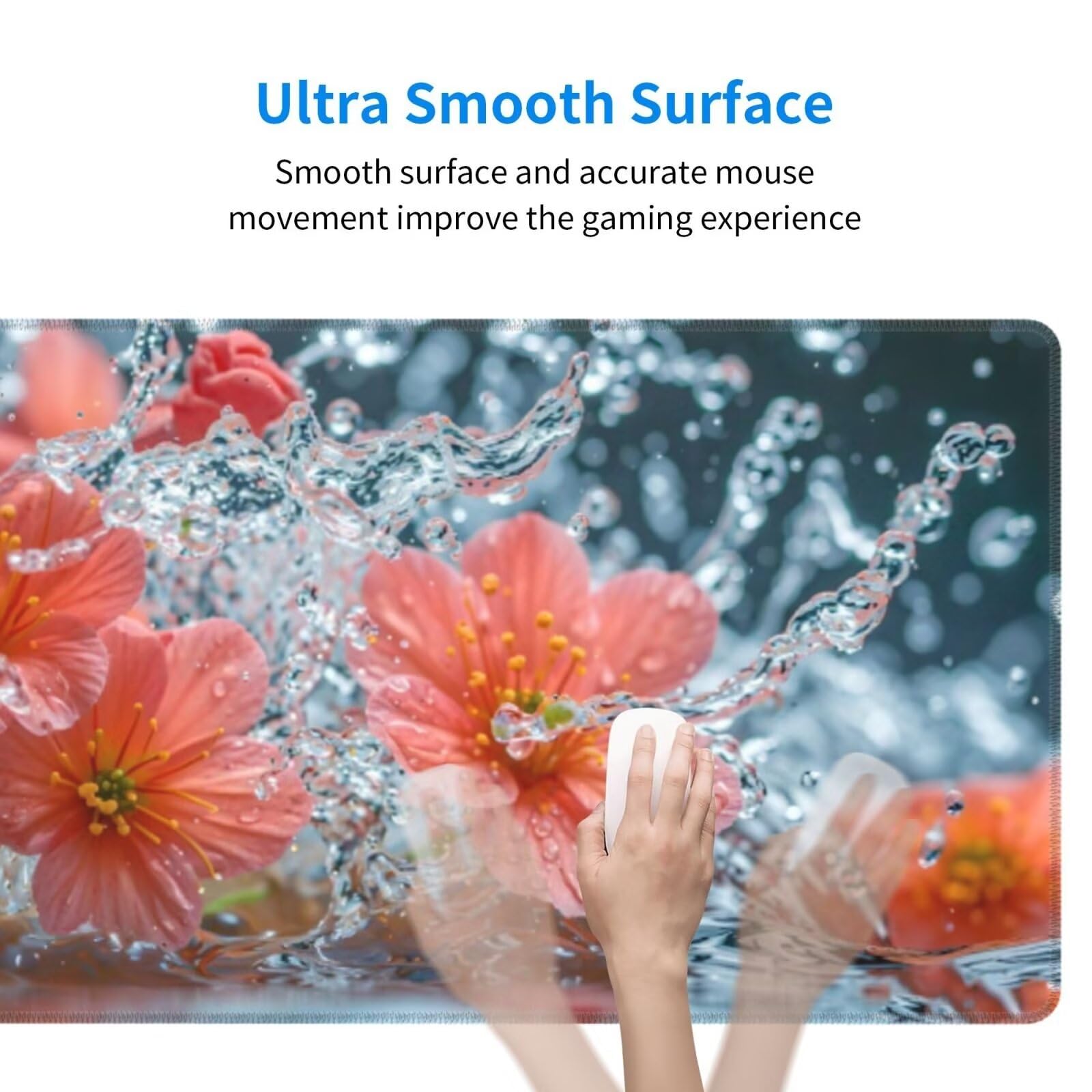 Tappetino Mouse, Tappetino Mouse Gaming Grande XXL 1500x800x3mm Tappetino Scrivania Mouse Pad, Base in Gomma Antiscivolo, Bordi Cuciti,Lavabile, Mousepad per Ufficio e Gaming (Fiori rosa) R-330