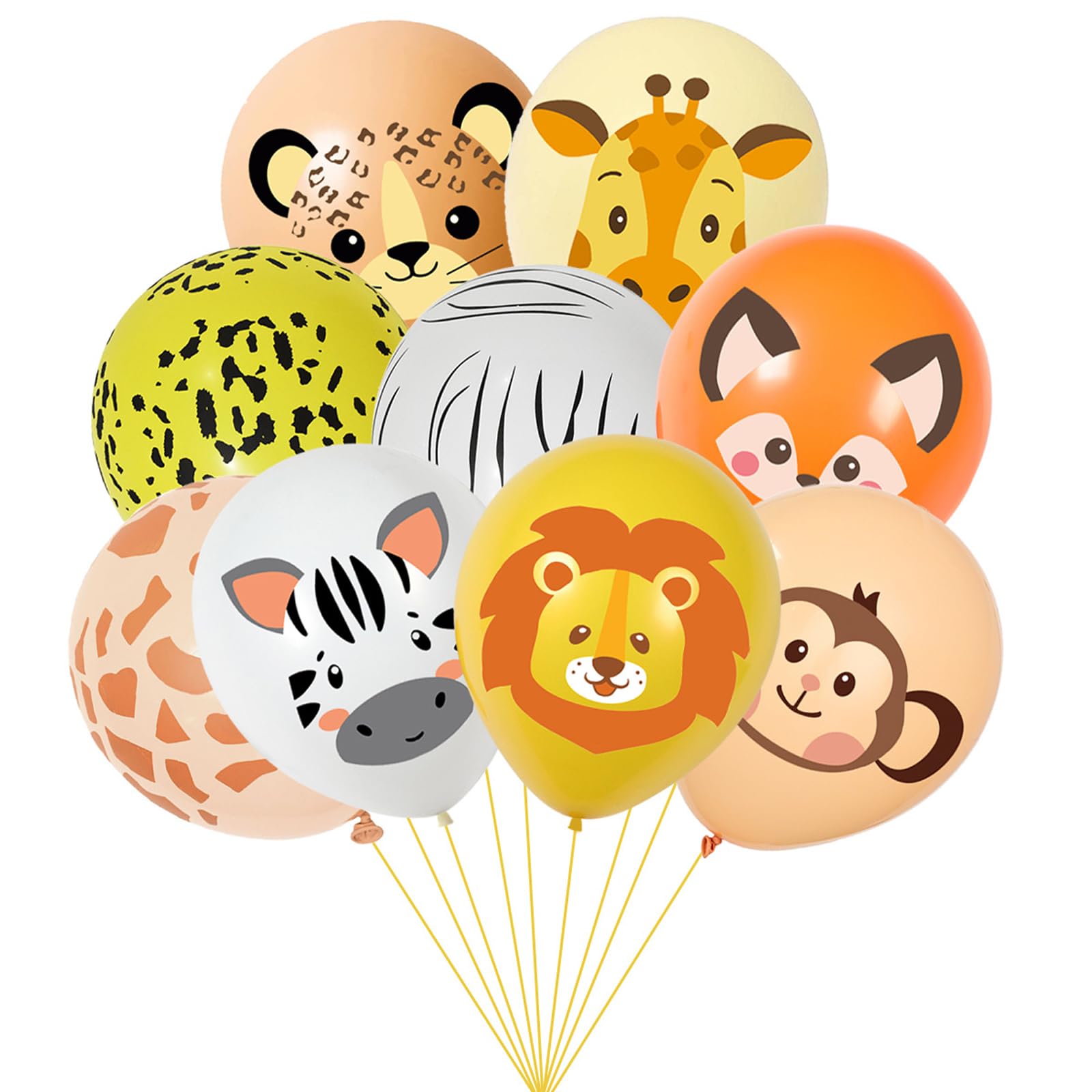 Bolosa 18 Pcs Jungle Animal Balloons 12 Inch Latex Balloons, 9 Cute Safari Animal Designs for Playful Party Styling, Birthday Party Decorations for Kids Wild One Baby Shower Supplies