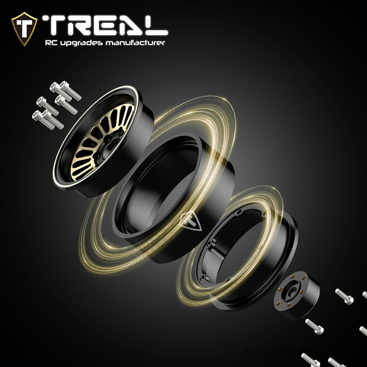 TREAL 1.9 Brass Beadlock Wheels Heavy Weights(215g/0.47lb per wheel) for 1/10 Scale Crawlers TRX4 SCX10 III Gen8 Ascent H10 VS4-10（A）