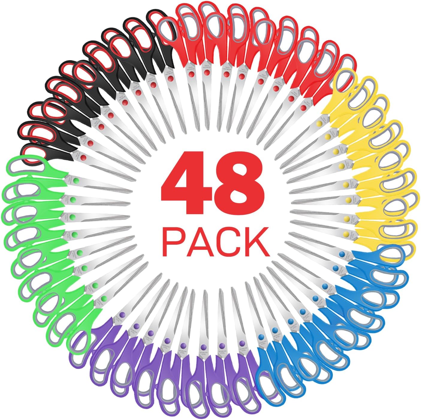 48 Packs Sewing Craft Scissors Bulk,8" Multipurpose Heavy Duty Sharp Scissors,Stainless Steel Shears for Home Office Student Supplies, Xnluothsk
