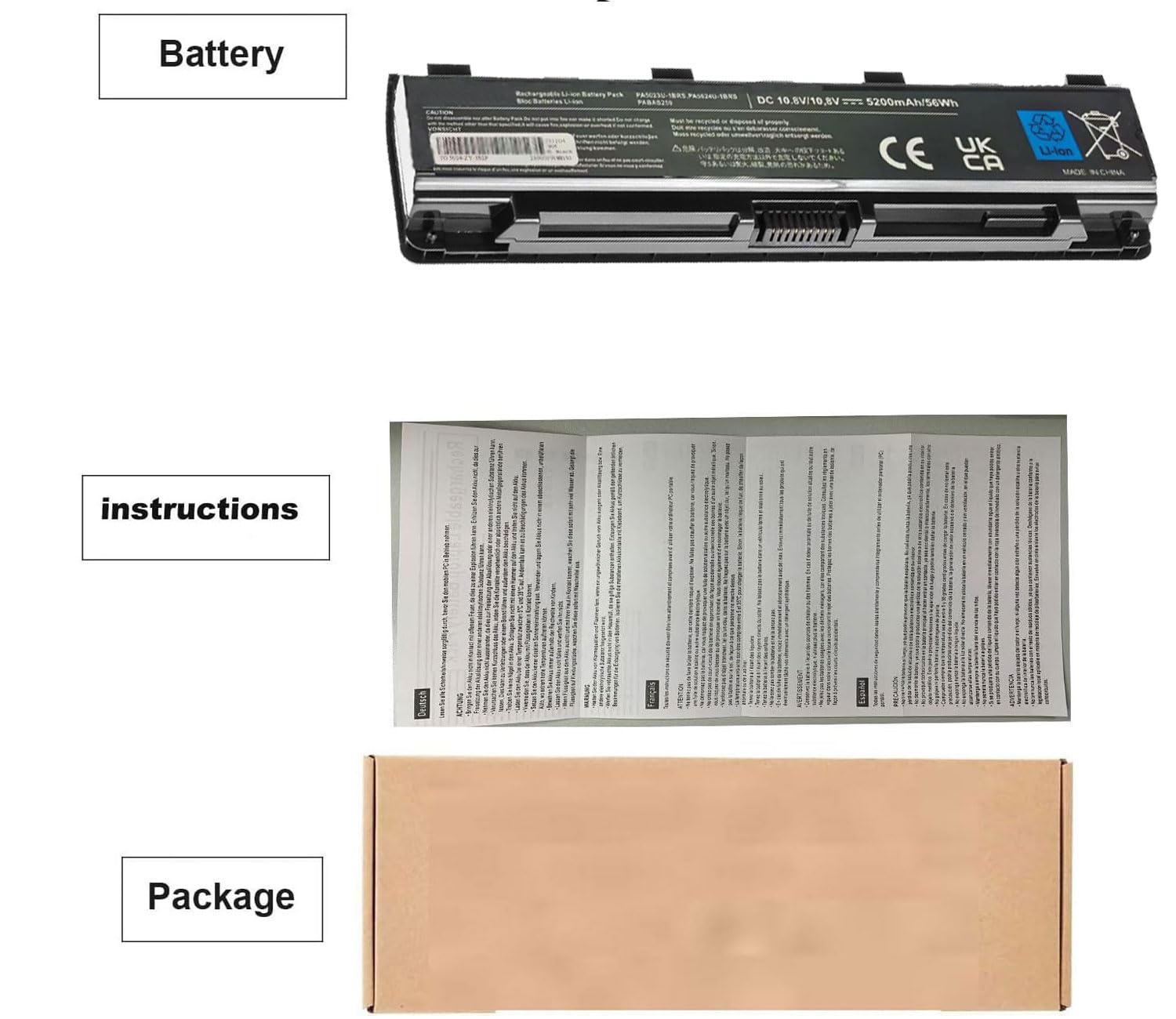 56Wh PA5024U-1BRS PA5023U-1BRS Batteria portatile compatibile con Toshiba satellite C850 C850D C855 C870 C870D C875D C870 L850 l850d L855 L870 P850 l830 P850 M800 P855D PABAS260