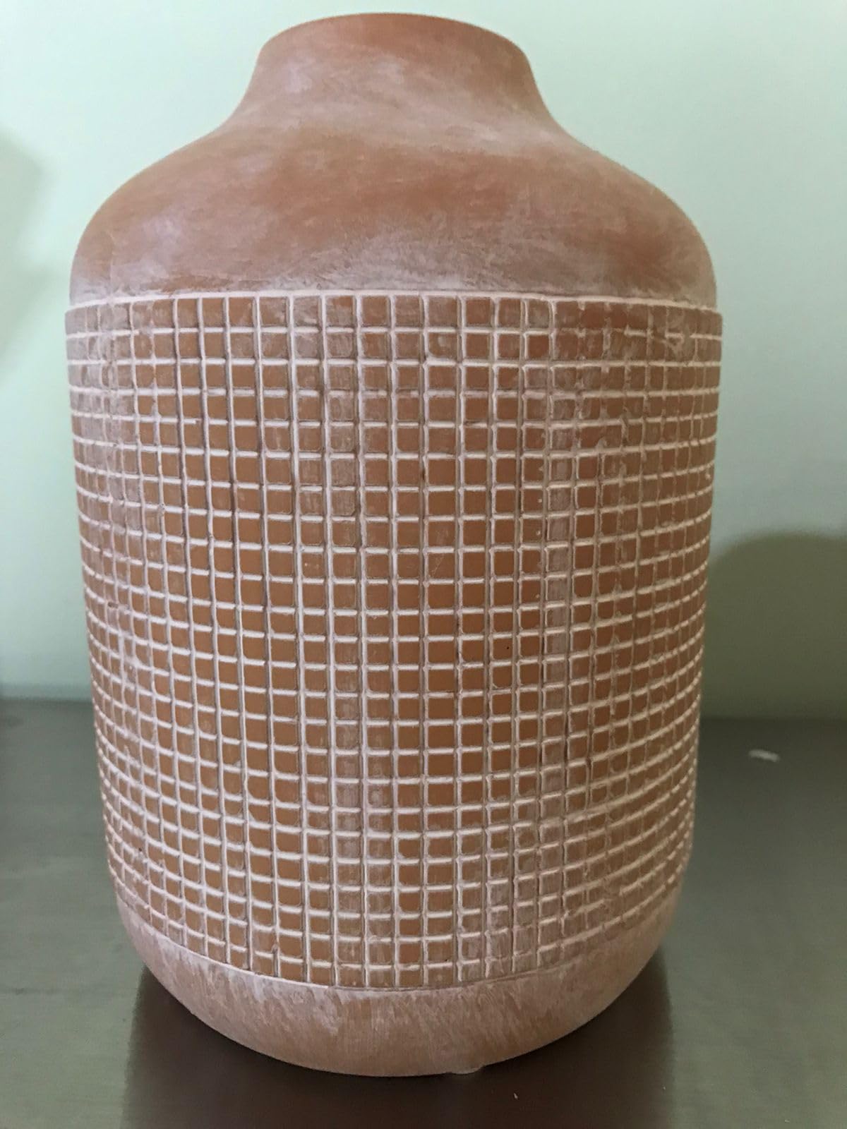 M Ceramic Rustic Farmhouse Vase, Decorative Terracotta Vase, Hand Made Design Ceramic, Perfect for Pampas, Dried Flowers | Large Terracotta Vase 7.3 in x 5.3 in 2 lbs (Terracotta)