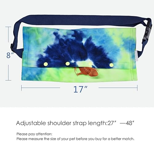 Miniatura 3 de LIKZINWA Transportador de eslinga de animales pequeños, dragón barbudo y lagarto transportador de reptiles con correa ajustable (azul-verde)