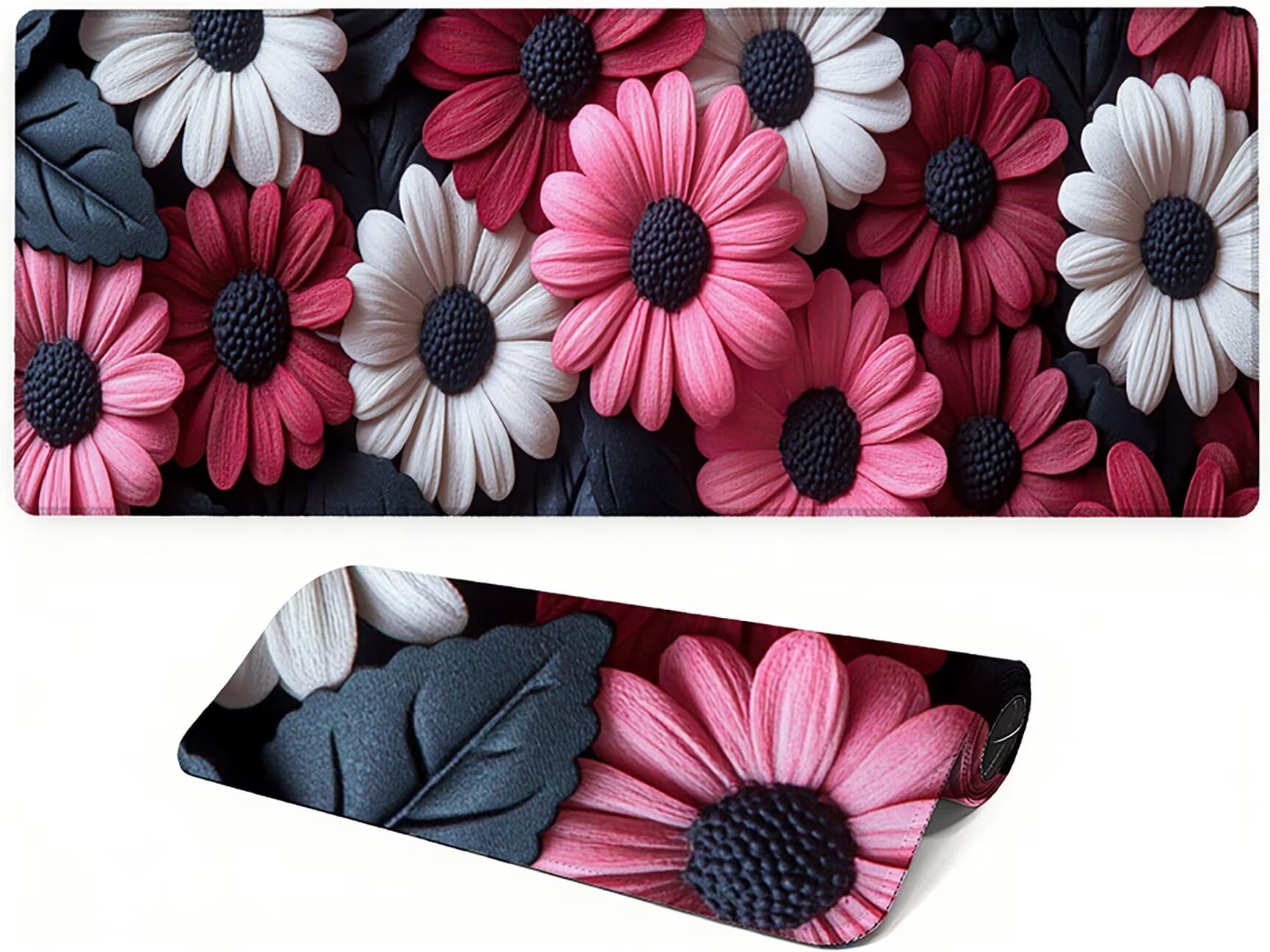Podkładka pod mysz Lejnlnng XXL - 160x80cm - Flower Big Gamer Mouse Pad, fabryczna XL antypoślizgowa gumowa mata na biurko, wodoodporna podkładka pod mysz o wysokiej precyzji i szybkości baza JL-7460