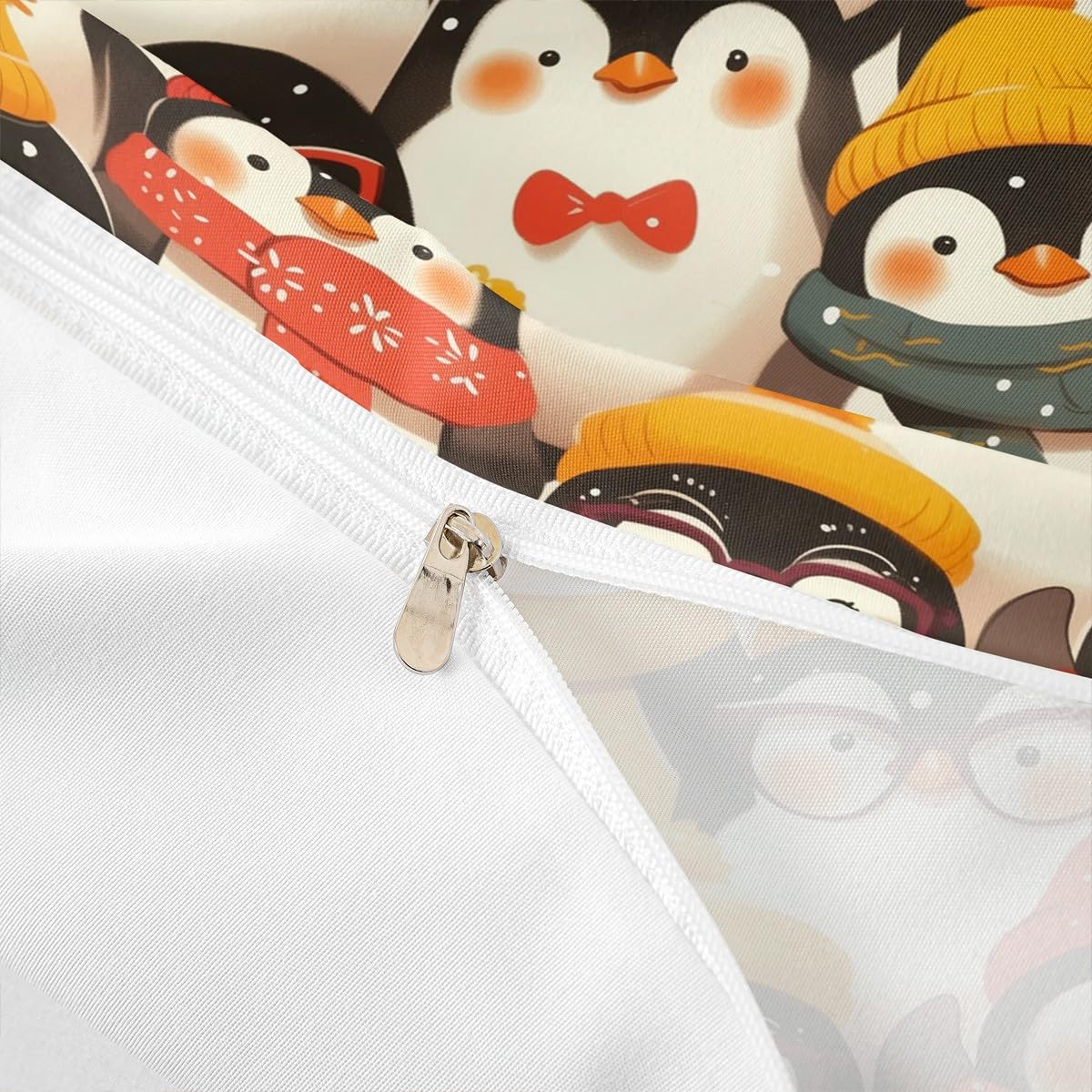 Homewish Śmieszne zestawy pościeli z pingwinem król uroczy kawaii pingwin poszewka na kołdrę zima zwierzę poszewka na kołdrę kreskówka antarktyka Boże Narodzenie zestaw łóżek