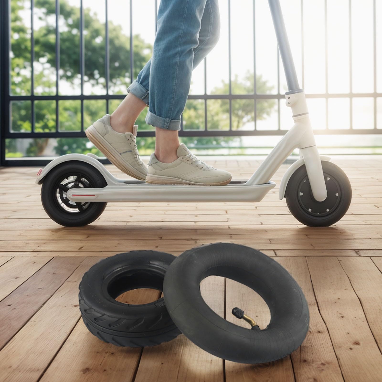 Electric Scooter Replacement Tire Set,6X2 Inch Inner Tube Outer Tire Rubber Wheel For Mobility Wheelchair Transportation Black 148X50mm