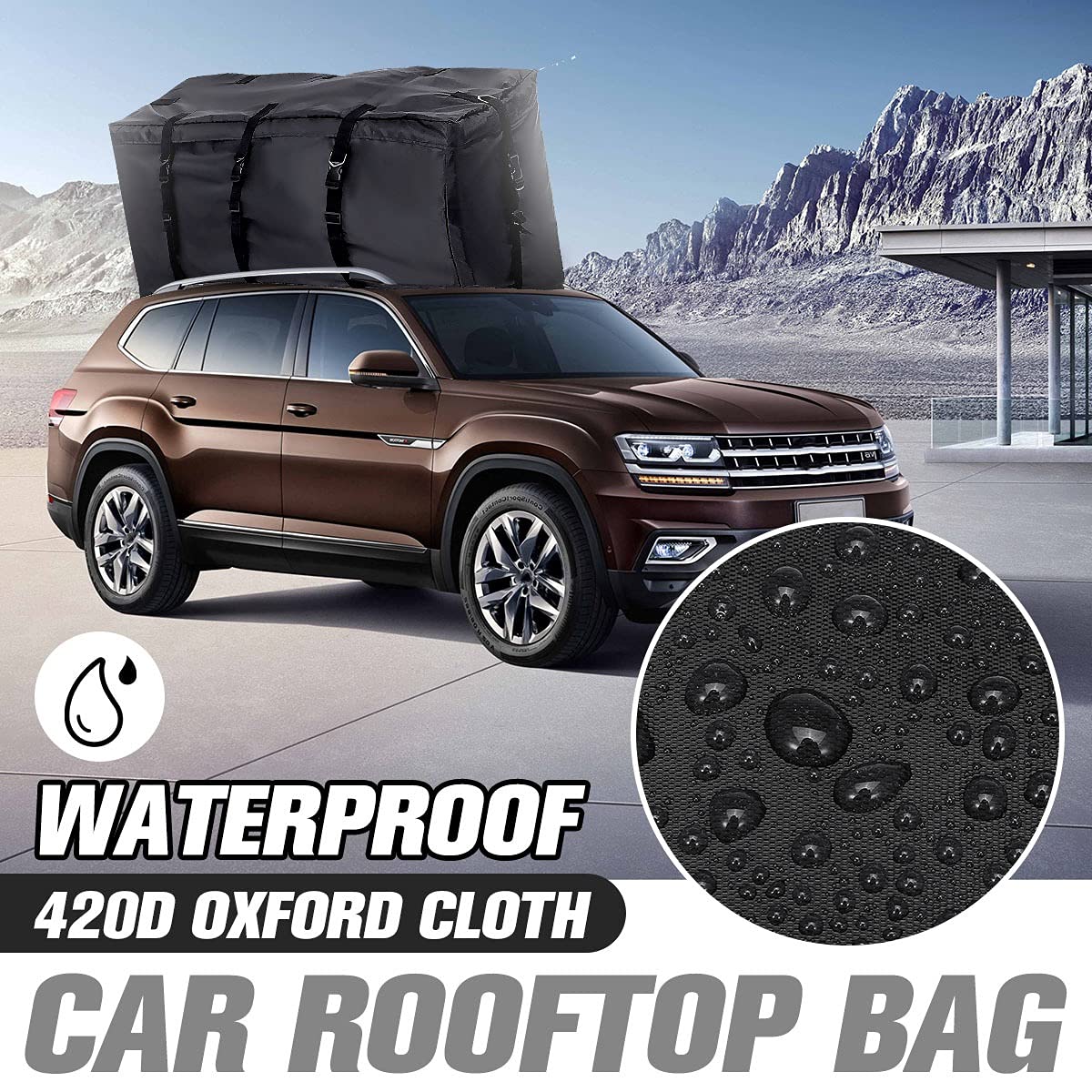 Coffre de Toit Voiture,Coffre de Toit Carte de Voiture Carrou Porte-bagagerie Cargagerie Voyage imperméable Oxford Tissu fourgonnette pour Voitures cartonnements de Voiture 120x51x51cm