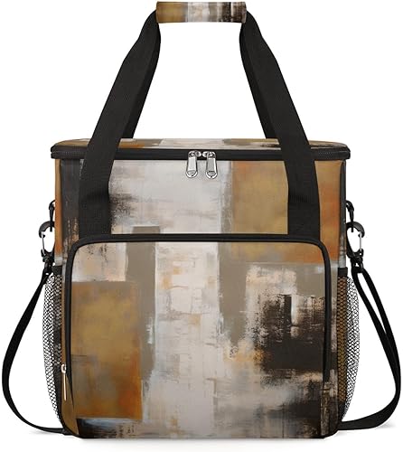 Pintura al óleo arte gris Borwn Cafetera Carring Bag Bolsa de transporte de viaje compatible con Keurig K-Mini o K-Mini Plus portátil de una sola