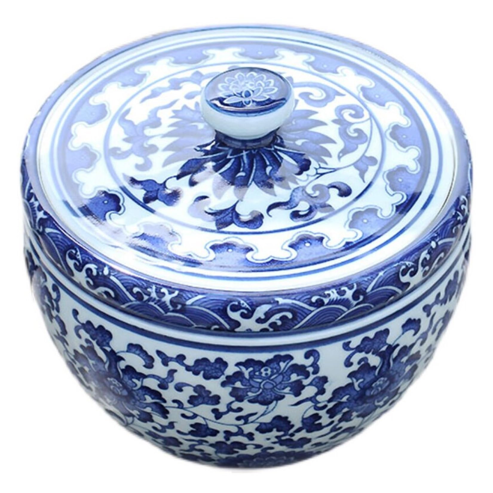 MMleYN Ming And Qing Dynasty Style Blue And White Porcelain Ginger Jar, Hand-Painted Floral Chinoiserie Decorative Jar, Ceramic Flower Vase & Tea Storage Canister(1.5kg)