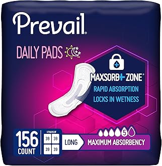 Prevail Incontinence Bladder Control Pads for Women, Maximum Absorbency, Long Length, 39 Count (Pack of 4)