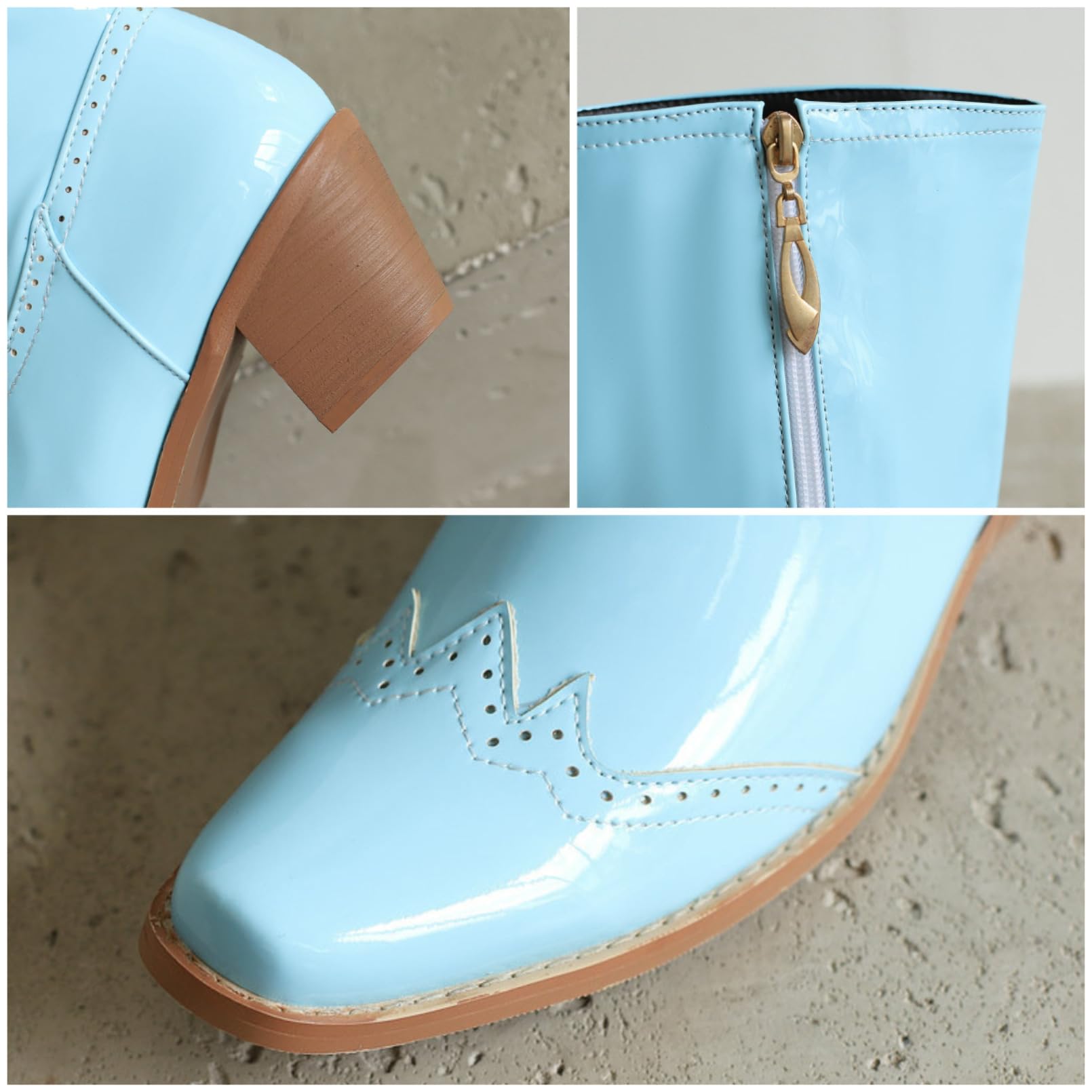 Mujer Botas Altas Sencillas De Punta Cuadrada Tacón De Bloque Grueso Botas Largas De Cuero Charol Plataforma Botas De Montar Altas Cremallera Lateral Color Sólido