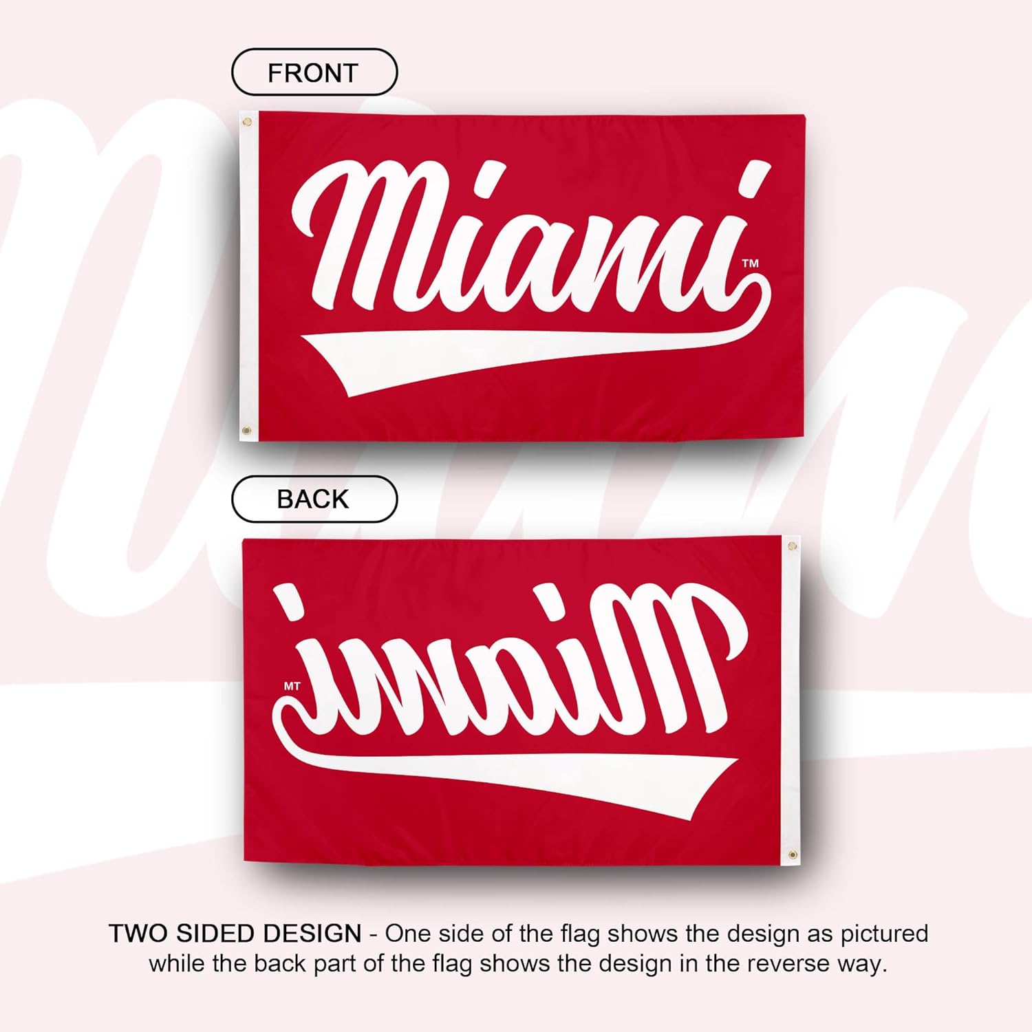 Desert Cactus Miami University MUOH Flag - 3 x 5 Feet Redhawks Banner, Indoor/Outdoor Durable Fabric, 100% Polyester Design (Style 7) - Image 2