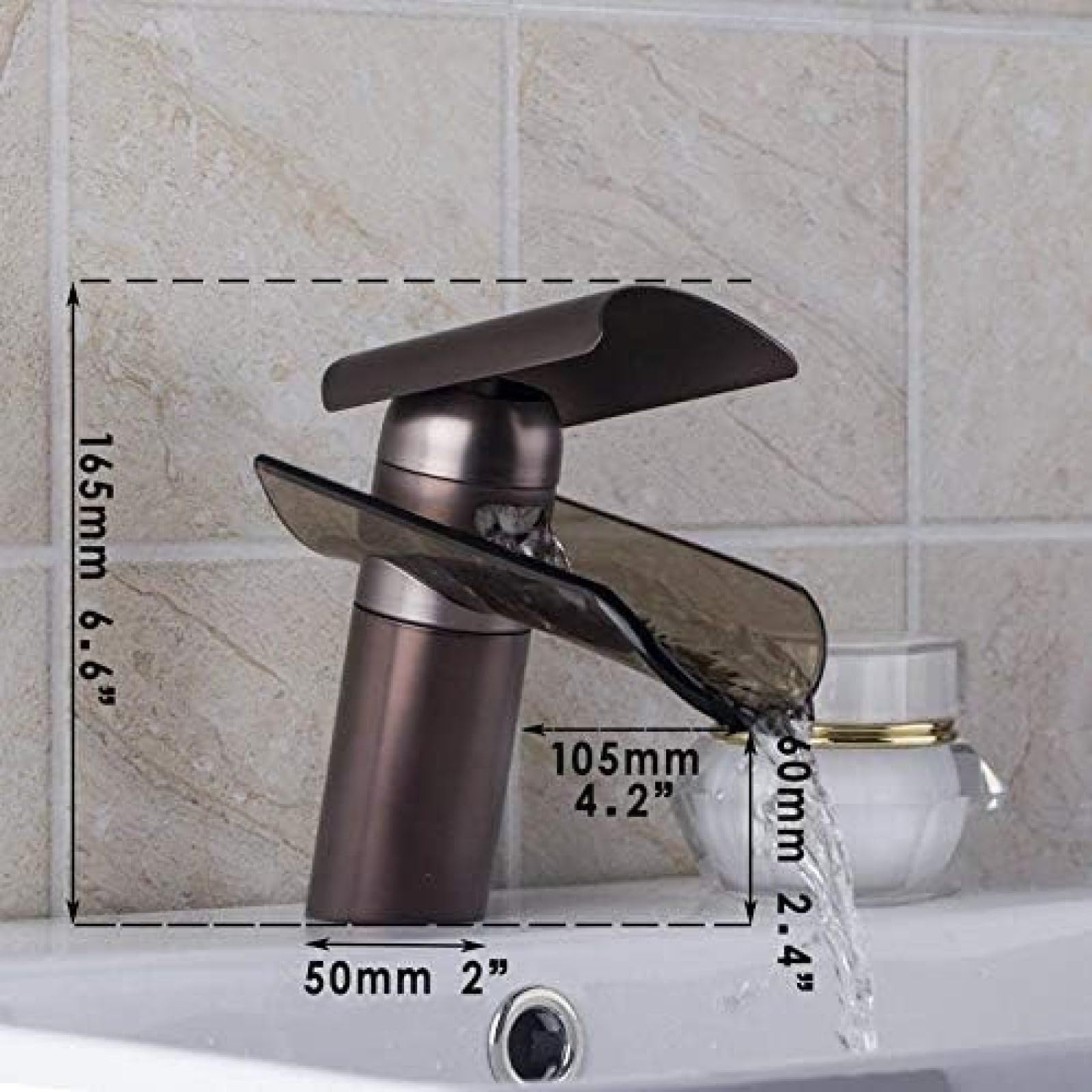 Cascada de Bronce frotado con Aceite, Ducha Corta, caño de Cascada, Grifo de Mezclador de Baño, Recipiente, Grifo Mezclador de un Orificio/Mango Interesting