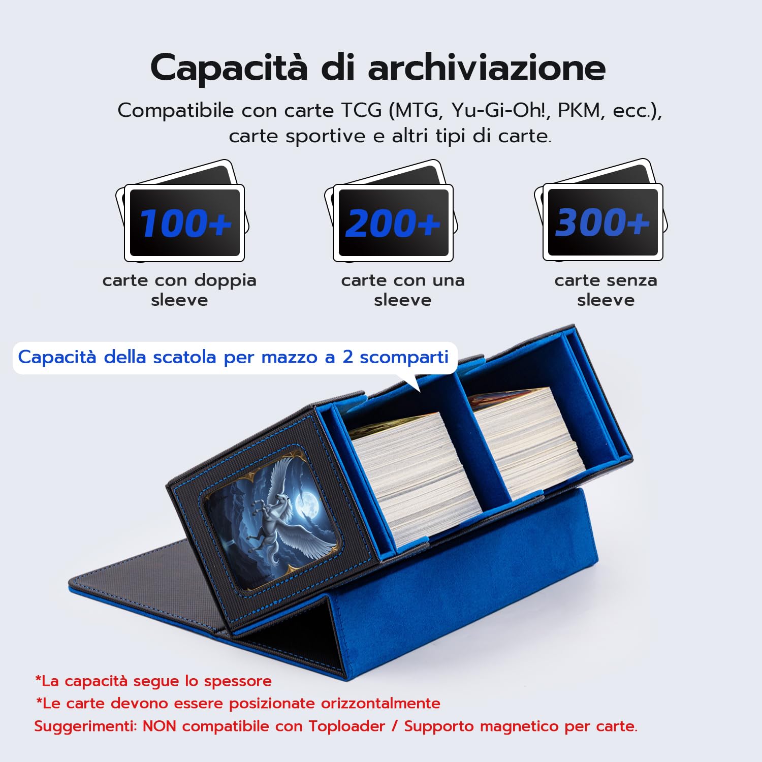 Wigearss Scatola Porta Mazzi, Box Porta Mazzo, Dippio Deck Box per Carte MTG, Carte TCG, Capacità di 300+ Carte Collezionabili