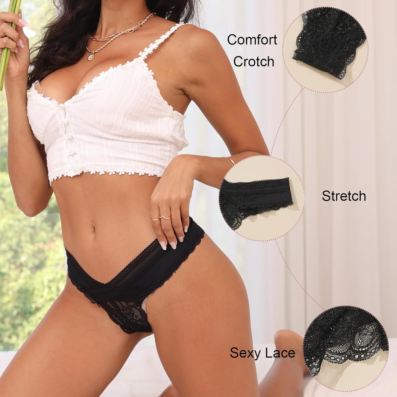 5 Pack Seamless Lace Thongs For Women Underwear Sexy Low Rise No Show Thong Stretch Womens Panties - Image 5