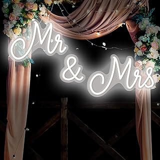 Mr and Mrs Neon Sign for Wedding 25 x 7 Inches Neon Light LED