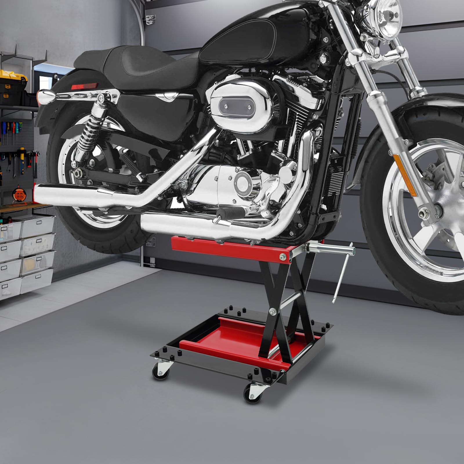 Sollevatore di manovra per moto con ruote, per riparazioni su moto, sollevatore moto con ruote, 49,5 x 22,2 x 39 cm