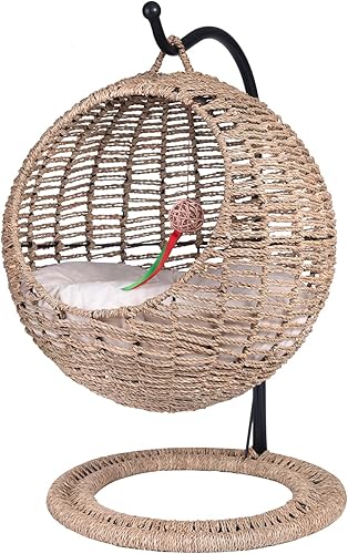 Cama de mimbre para gatos, cama colgante para gatos, cama colgante para gatos, cama de ratán para gatos, cama para gatos al aire libre, para gatos disponible en Yaxa El Salvador