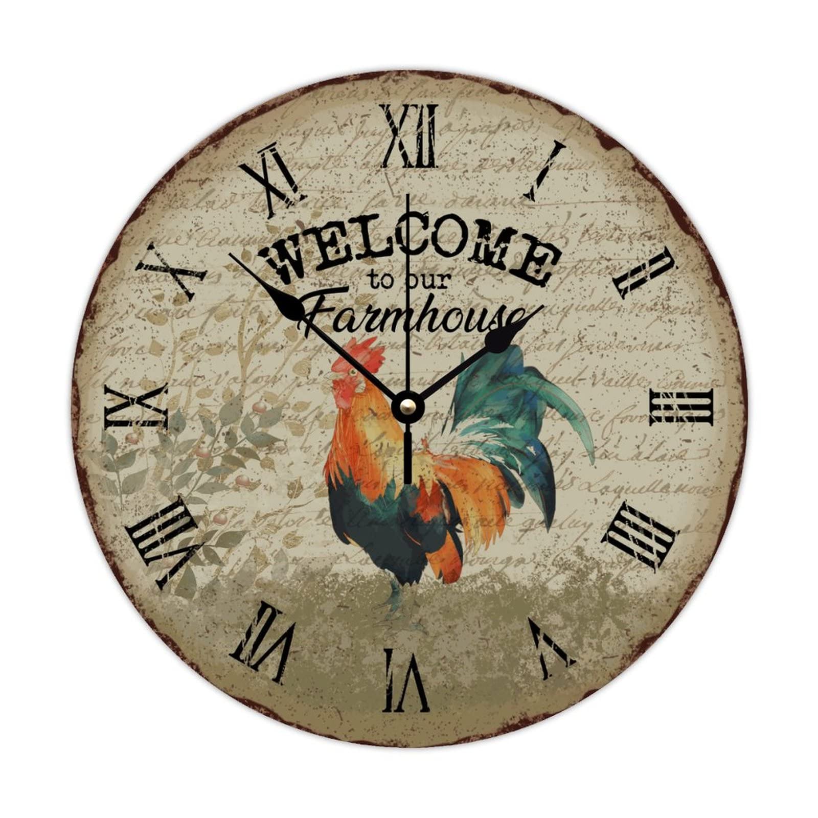 Horloge ronde silencieuse en bois sans tic-tac de 38cm pour preserver le sommeil en chambre