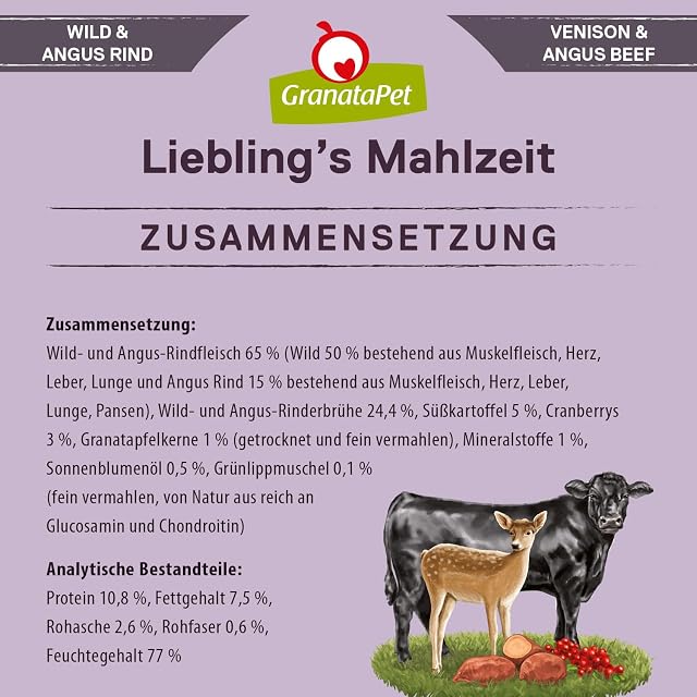 Foto 6 de 7 de GranataPet Liebling's Mahlzeit Wild & Angus, Comida húmeda para Perros