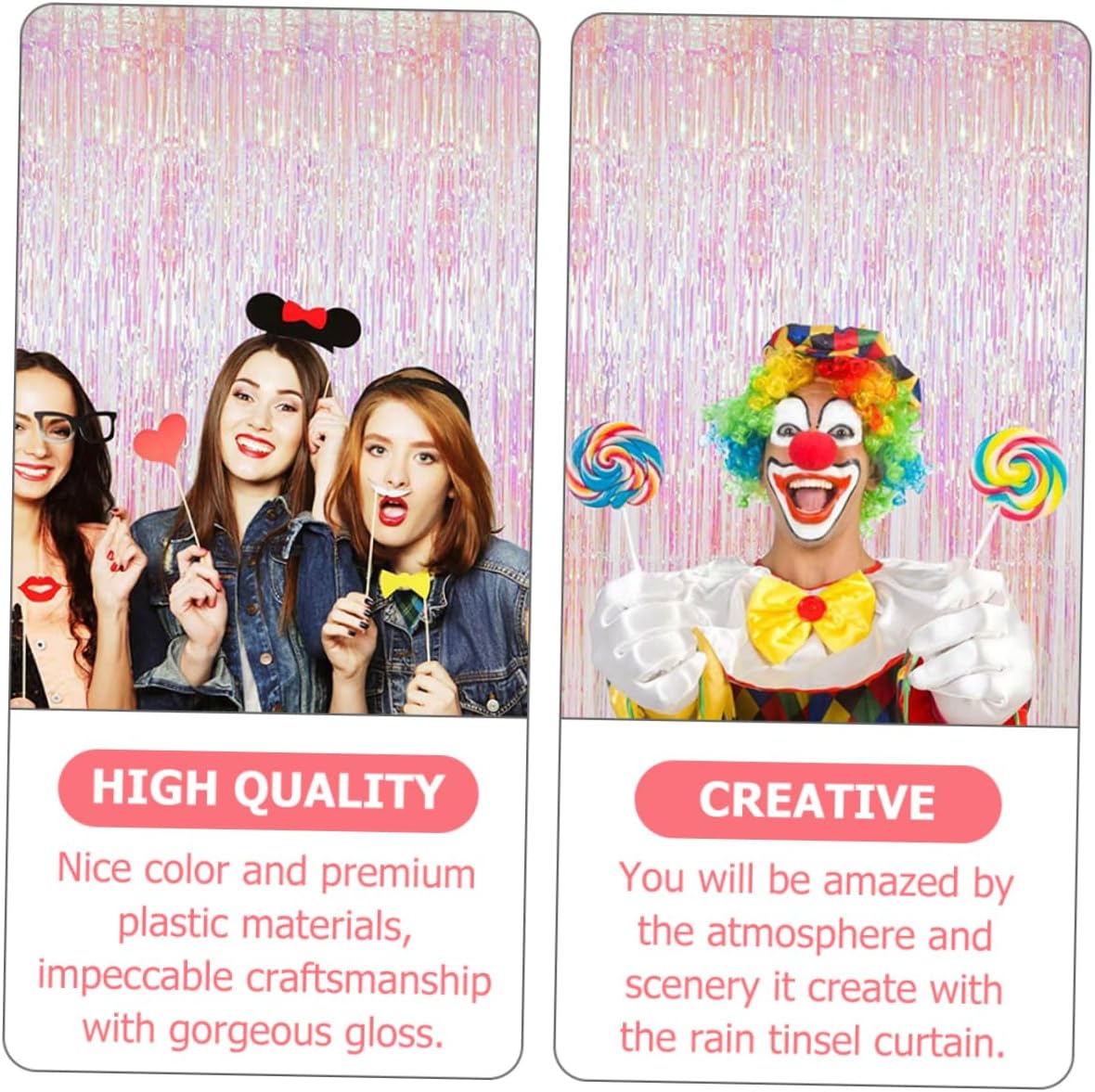 KOMBIUDA 2sets Rainbow Tinsel Curtains Easy to Install Rain Tassel Backdrop for Birthday Wedding and Party Decorations Photo Prop for Memorable Moments