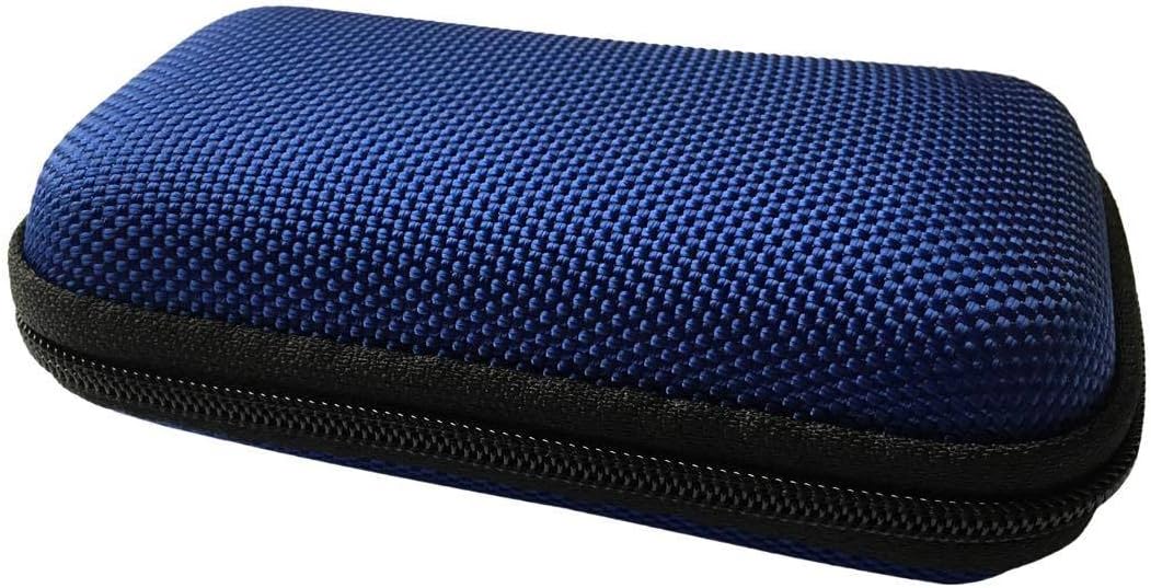 NEW Large Royal Blue Rectangle Double Hearing Aid Round Domed Zipped Storage Hard Carry Case Holder For 2 Hearing Aids
