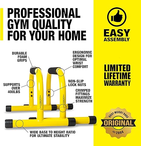 Miniatura 2 de Lebert Fitness Parallette - Soporte de estación de inmersión para barras de empuje, perfecto para el hogar y el garaje, equipo de ejercicio,