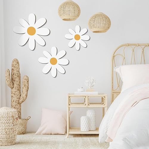 Miniatura 3 de Thyle 6 piezas de decoración de pared de margaritas de madera con margaritas artísticas y flores, letreros de pared, placa colgante para el hogar,