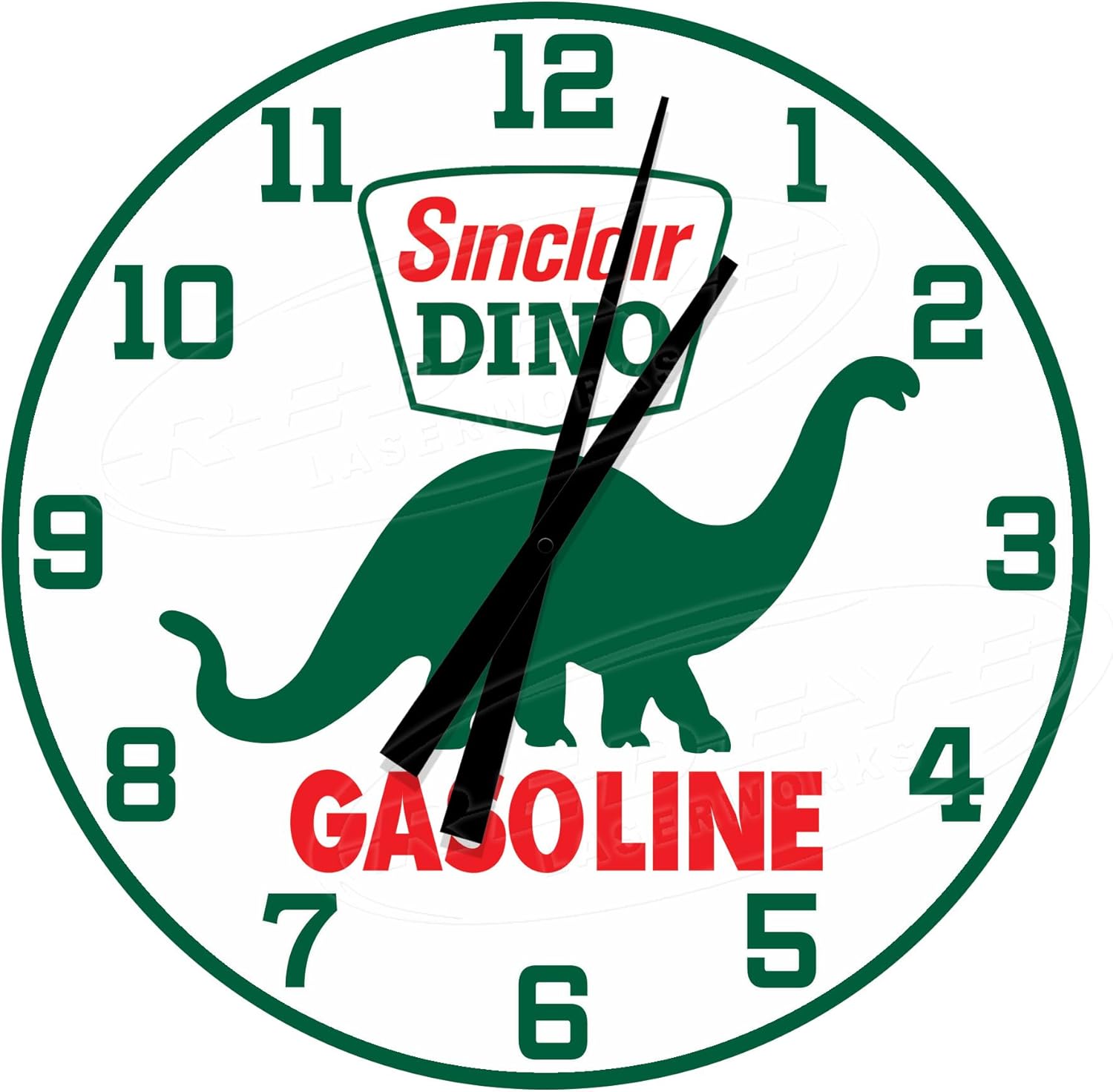 Sinclair Gasoline Dino 12" Diameter Aluminum Metal Round Wall Clock