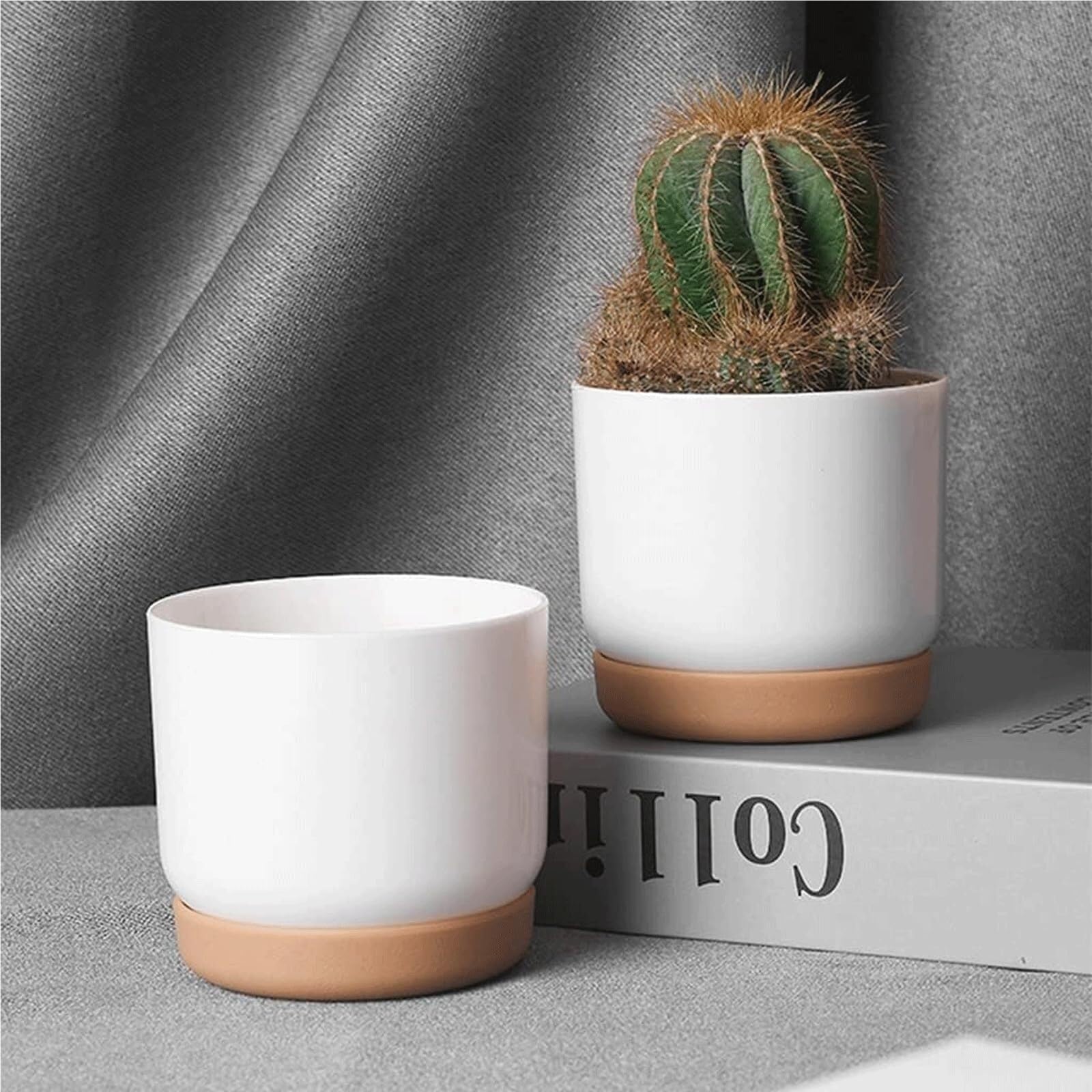 Jardinières décoratives Lot de 2 Pots Fleurs à arrosage Automatique, en Plastique Les indispensables du Jardin(#L)