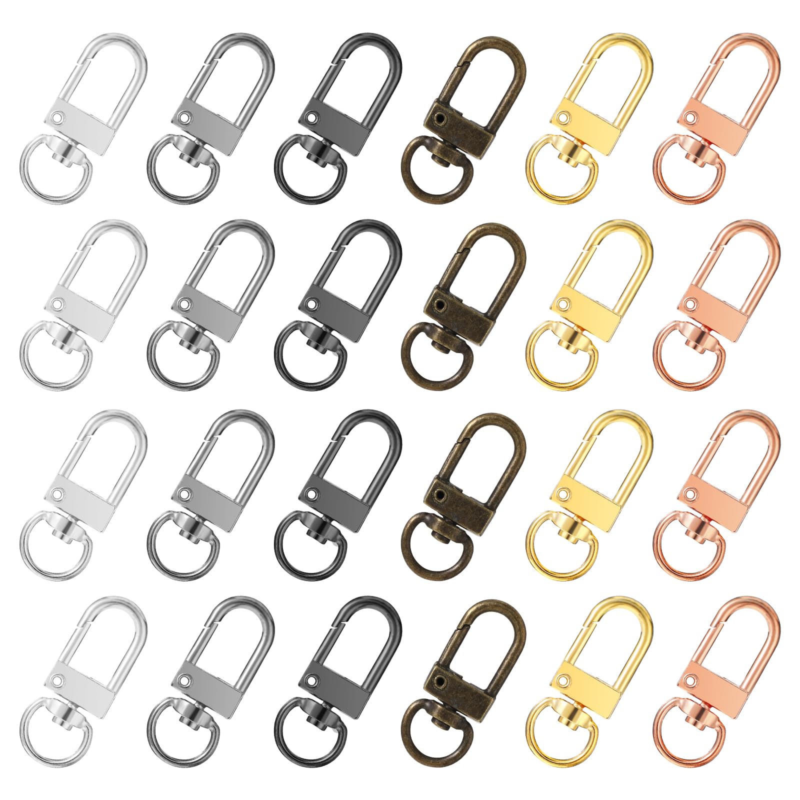 24 PCS Metal Lobster Claw Clasps 6 Colors Swivel Clasps Lanyard Snap Hooks Strap with Key Rings for Bag Key Chains Connector Jewelry DIY Making Supplies