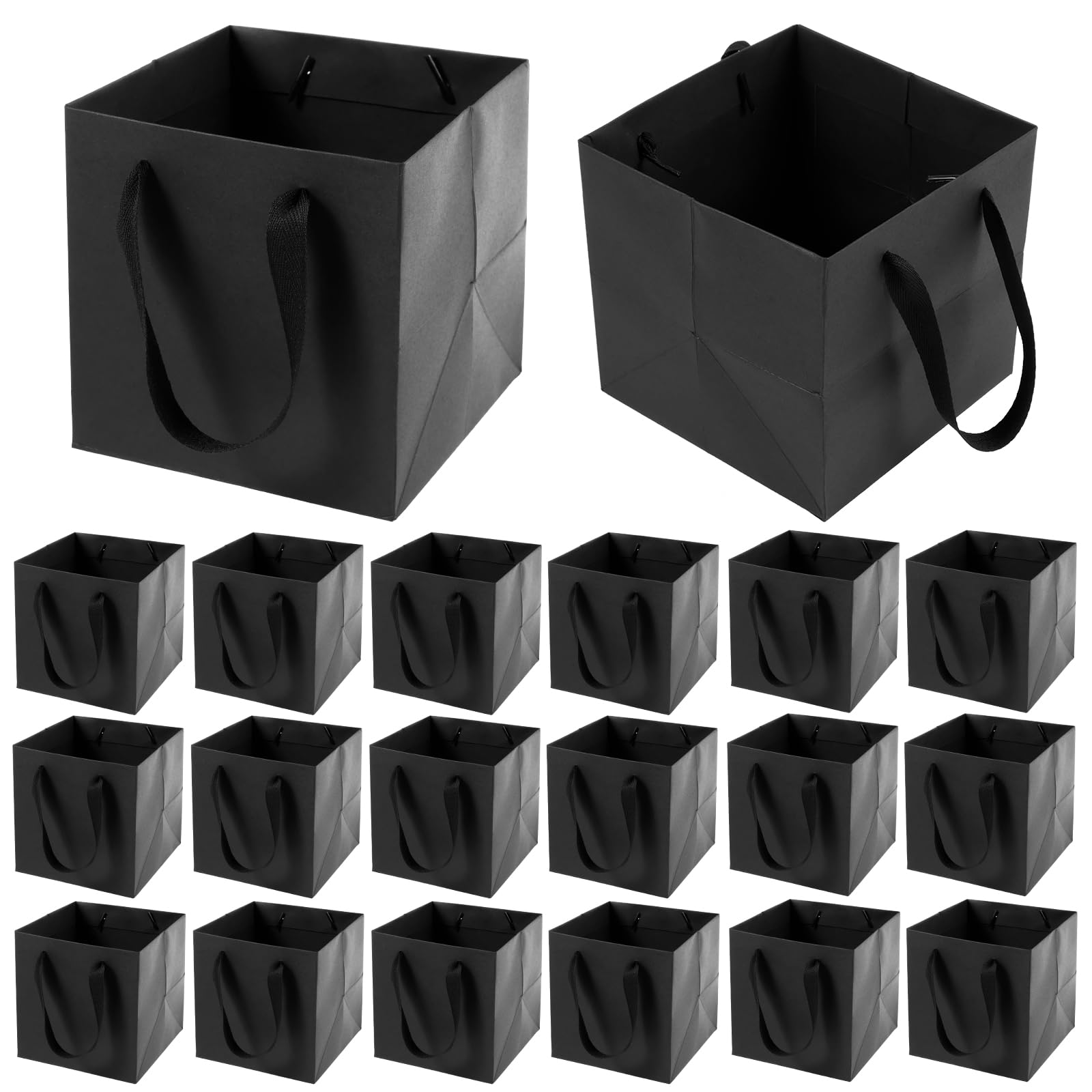 Gatphy 10Pcs Paper Gift Bags Gift Boxes with Handle 30x30x30cm Foldable square Present bags for Grocery Flower Party Favor Birthday(Black,10Pcs 30cm)