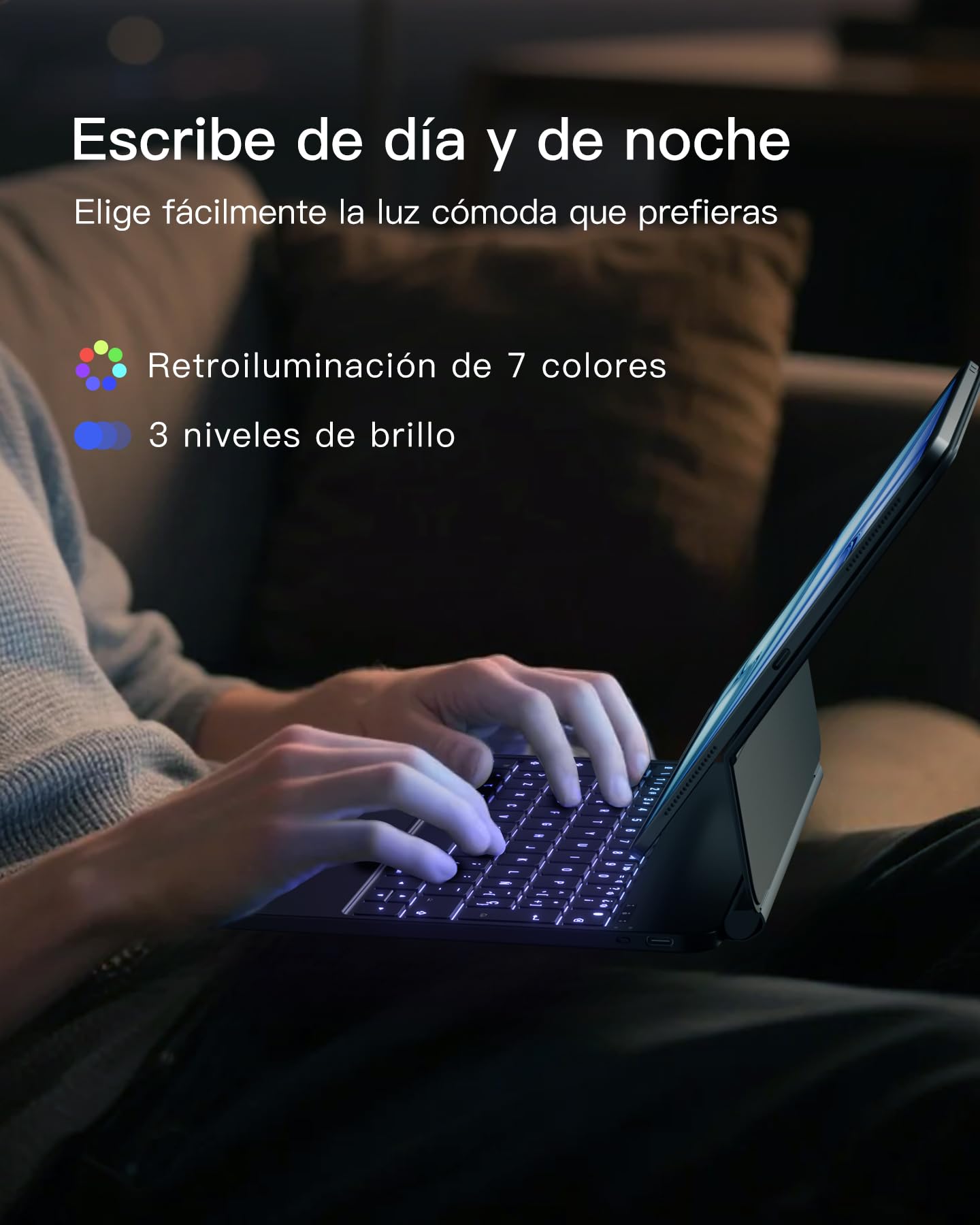 Inateck NeoMagic Funda Teclado Magnético para iPad 10a Generación 10,9 Pulgadas, 11a Generación 2025 A16 11 Pulgadas, Teclado con Trackpad, Soporte Plegable, Retroiluminación de 7 Colores, KB09119-10