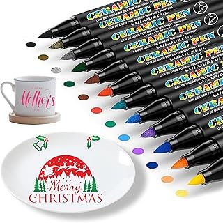 porzellanstifte Set,helle Farben Wasserfester keramik stifte für Glas,Stein, Tassen Muscheln und Verschiedene Keramiken (12 Farben)