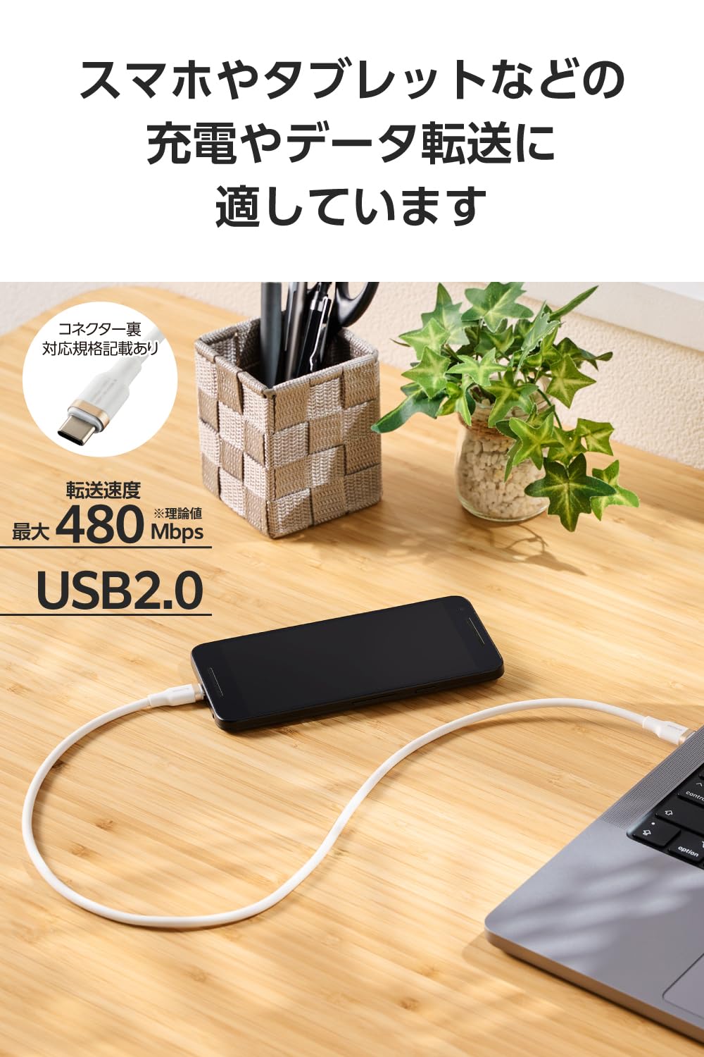 Amazon.co.jp: エレコム USB Type C ケーブル 0.5m 短い 100W PD対応