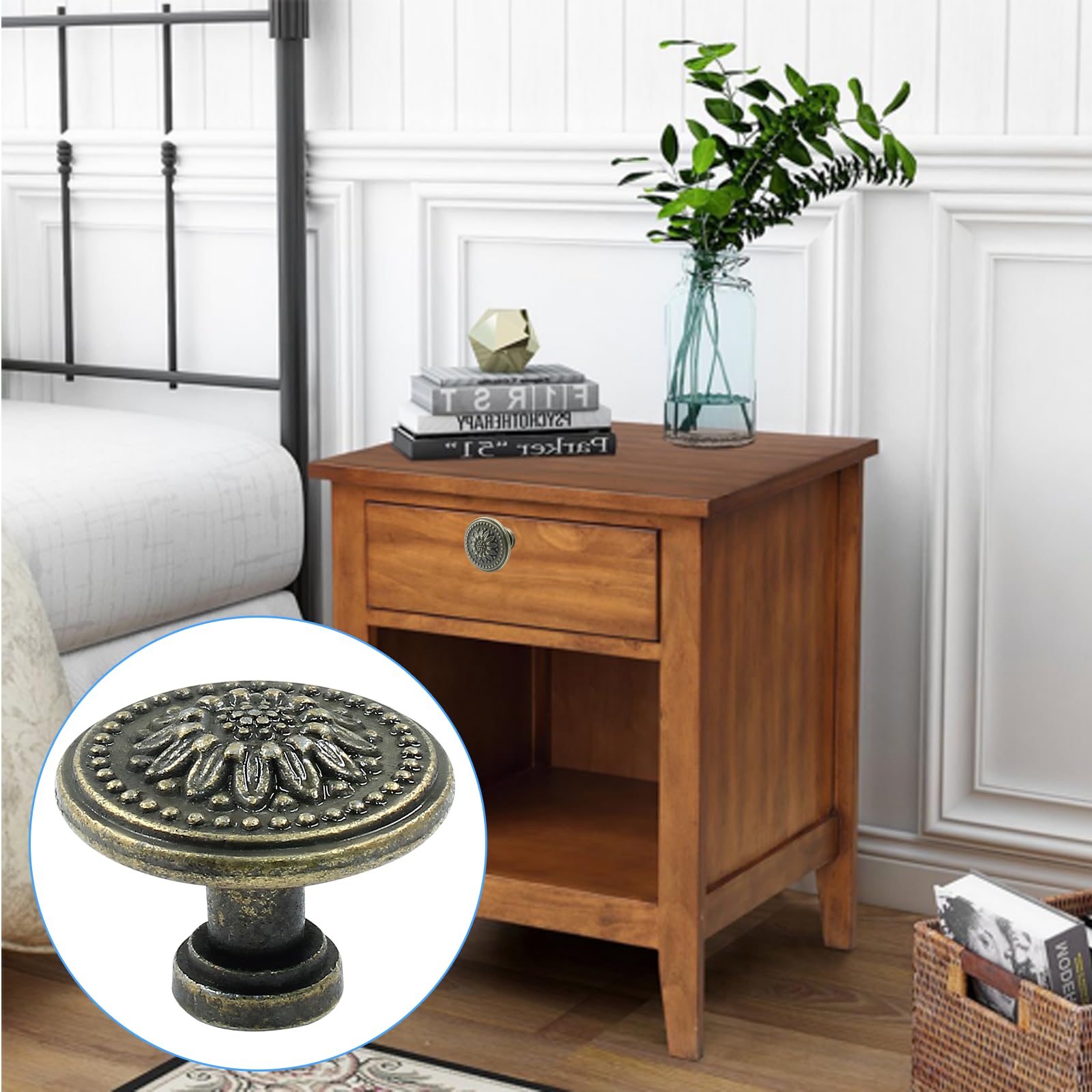 Antique Bronze Cabinet Knobs - Mid Century Style -5