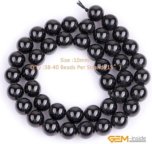 Miniatura 173 de GEM-Inside - Cuentas sueltas de piedra de lava negra natural de 0.315 in para hacer joyas, 15 pulgadas Cordierita de grado A