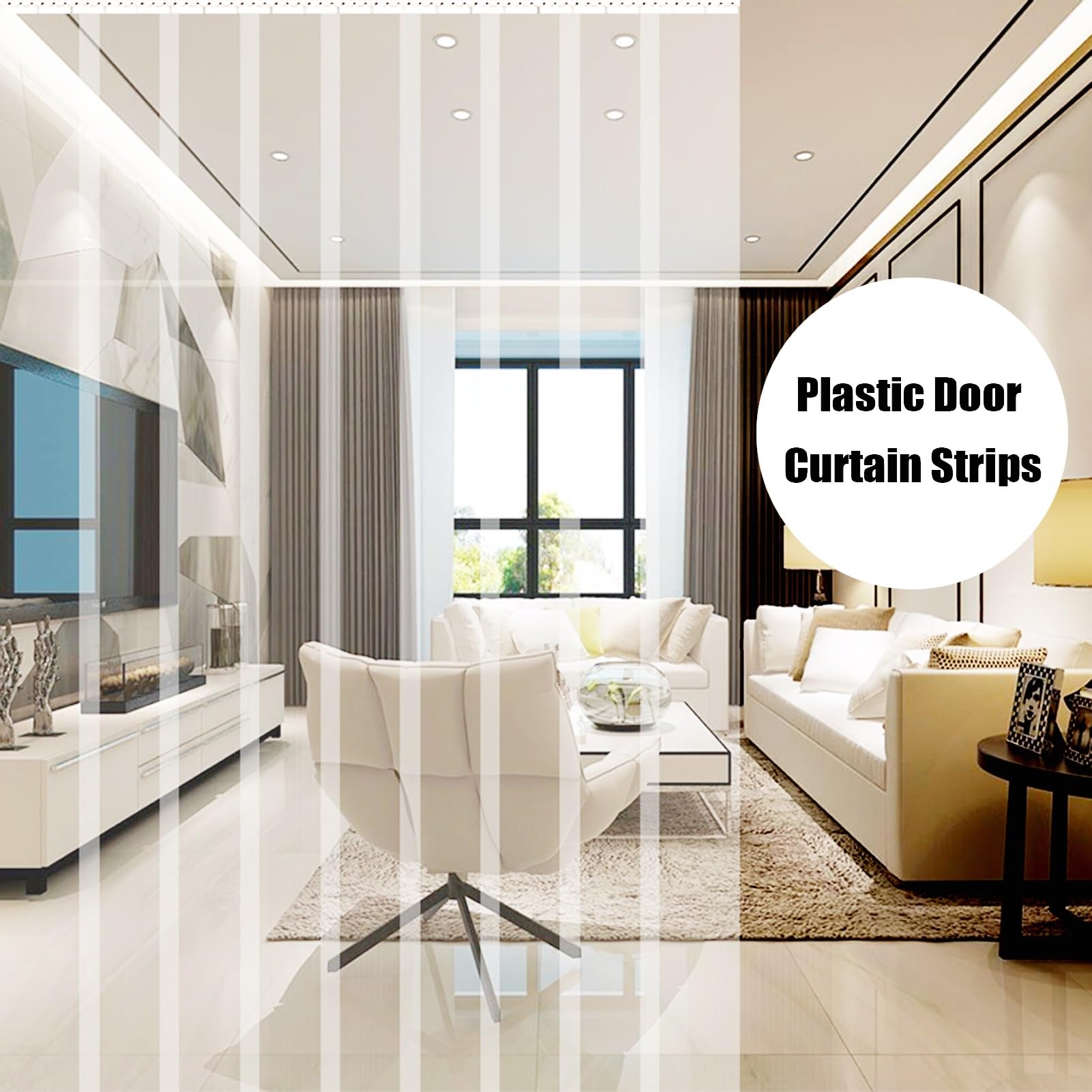PVC Transparent Rideau de Séparation, Commercial Lamelle Industriel Rideau à Lattes, Rideau à LanièRes en Plastique PVC Rideau de Porte Isolé Transparent(135x220cm/53.15x86.61in)